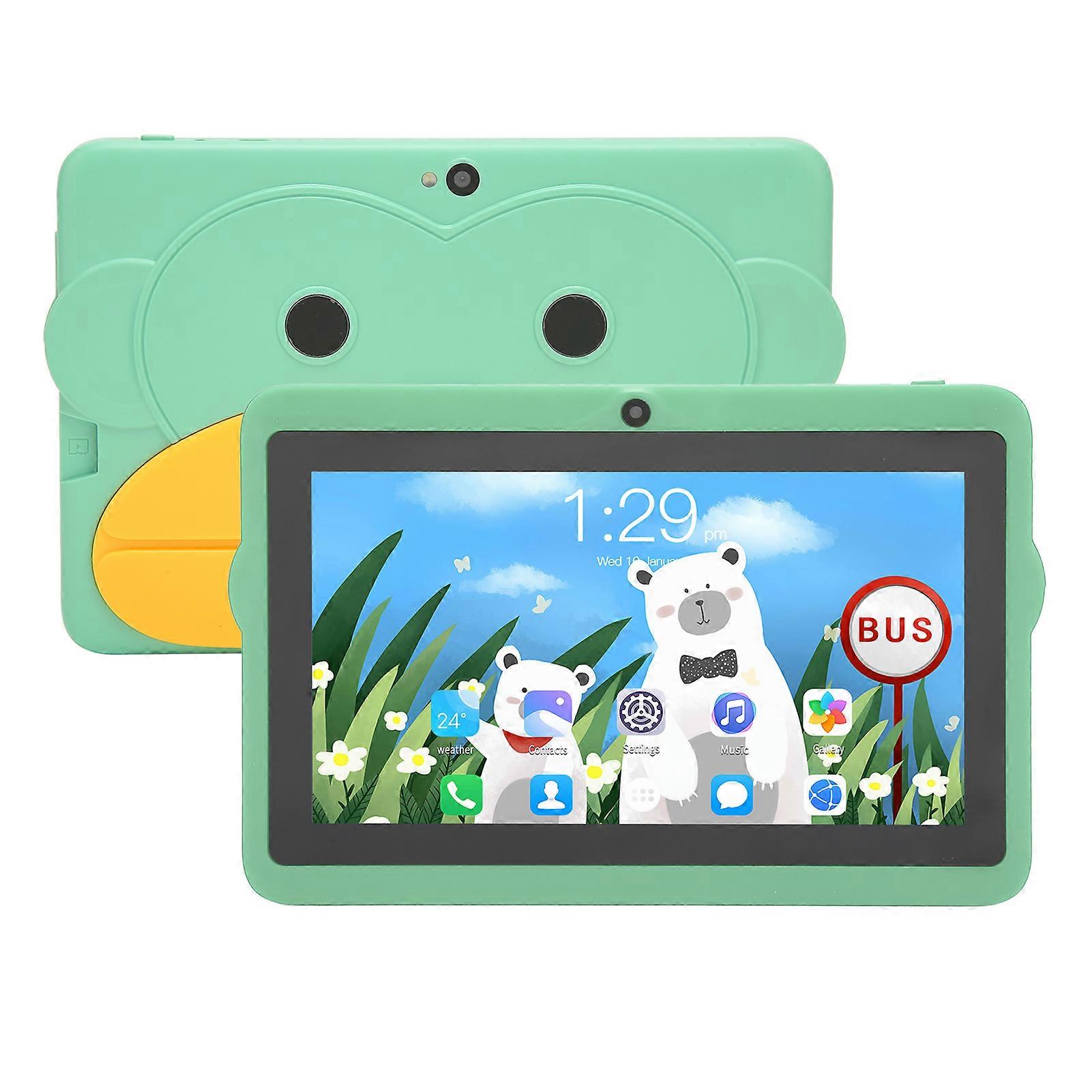 7in Kids Tablet for Android10 5G WIFI Dual Band 2GB 32GB 8 Cores CPU Dual Camera Single Speaker Tablet with Stand 100‑240V Green US Plug
