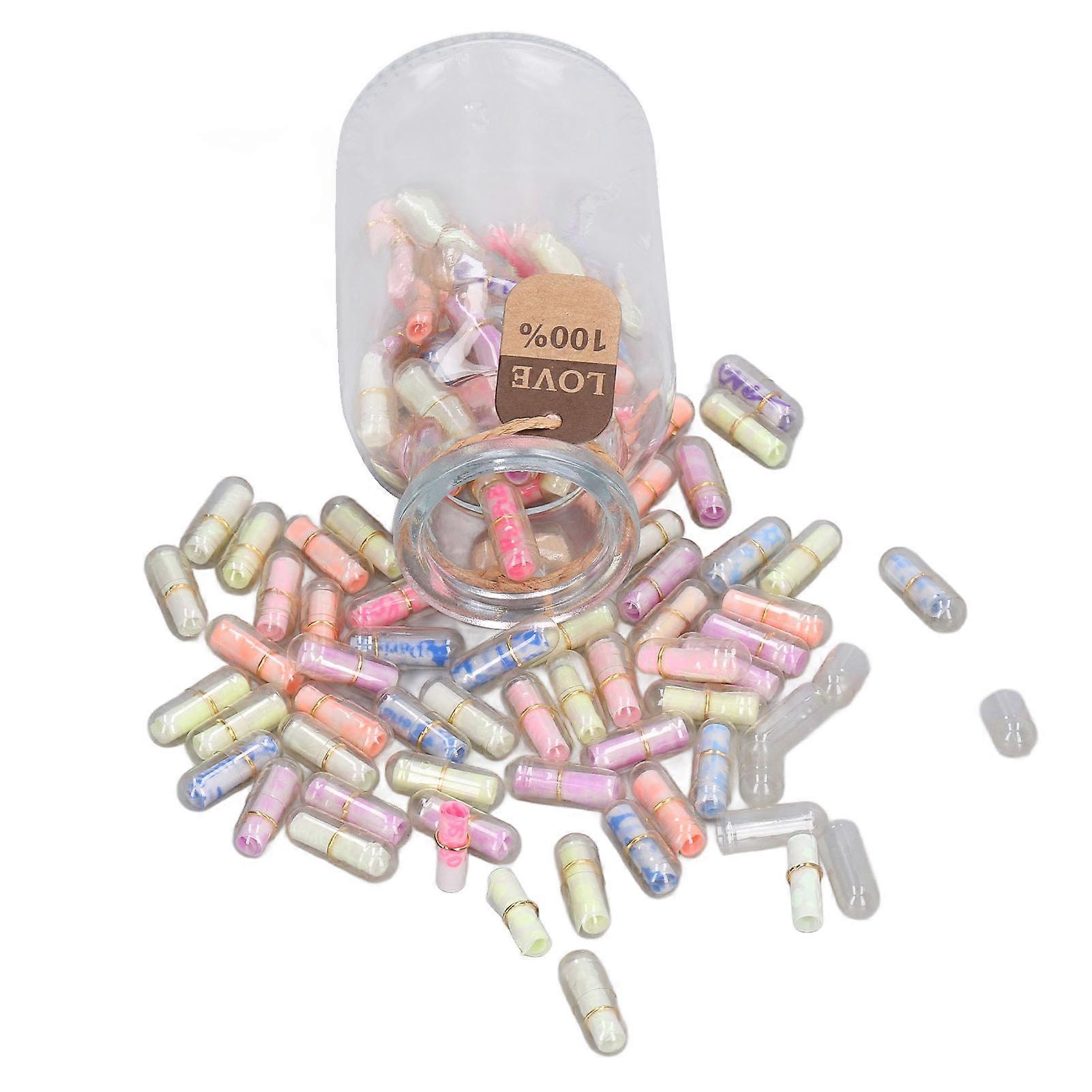 100pcs Mini Message Capsules in Mixed Color Glass Bottles