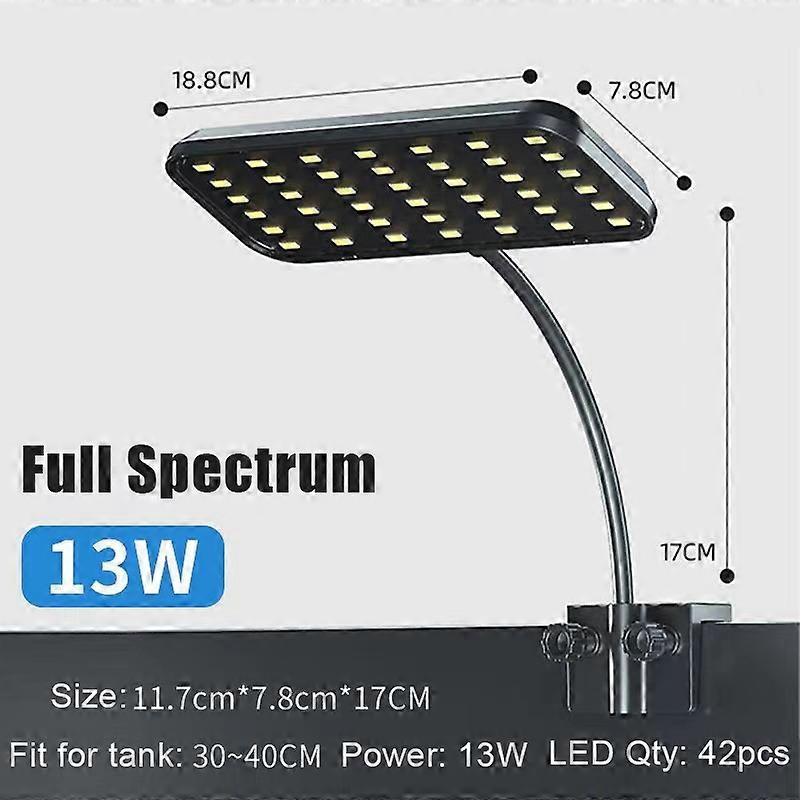 220V Aquarium LED Light Full Spectrum Water Grass High Brightness Fish Tank Aquatic Plant Clip-on Lamp Energy-saving Lighting