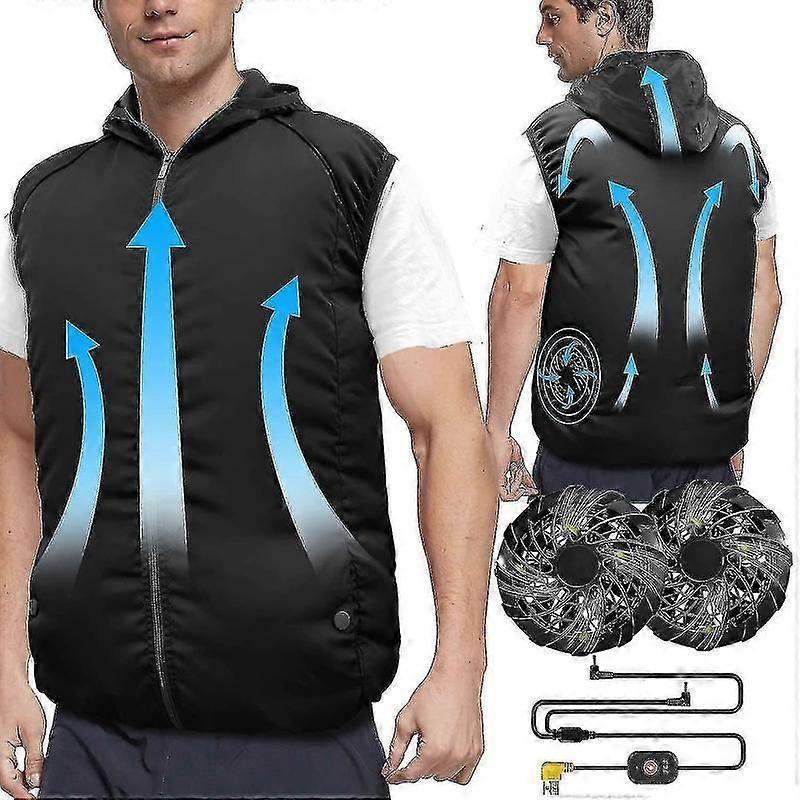 אפוד קירור מתכוונן 3 מהירויות עם 2 מאווררים לעבודה במזג אוויר חם XL