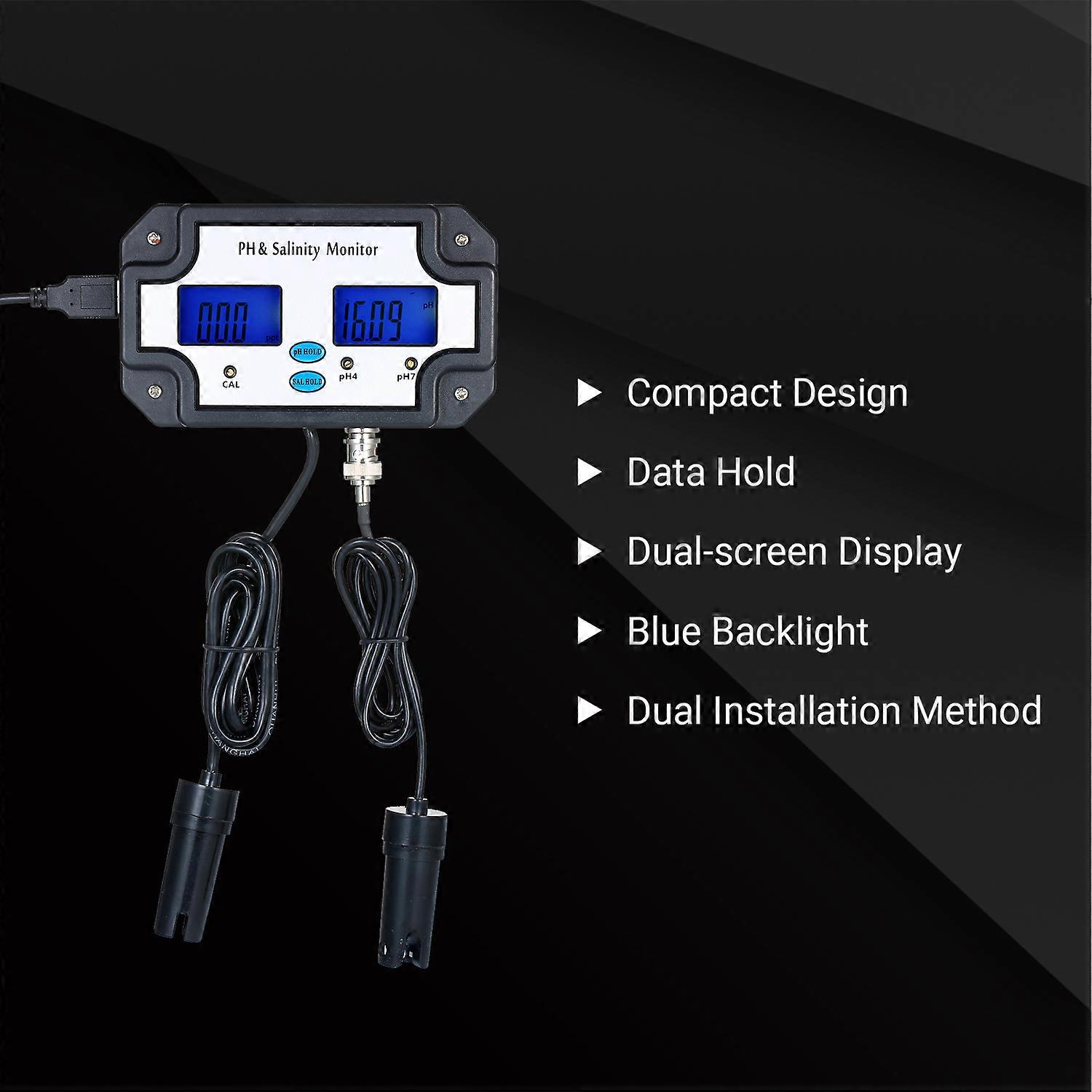 PH/Salinity Meter Water Quality Tester Detector PH & Salinity Monitor 2 in 1 Water Quality Analysis Device