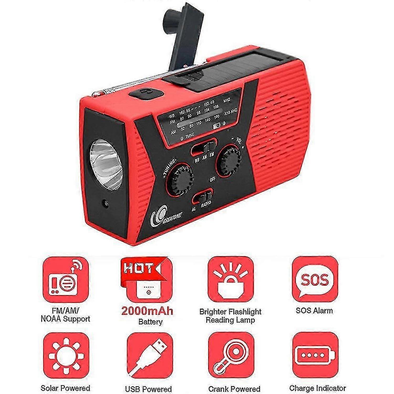 HY-018WB手動クランク付きポータブルラジオ多機能ソーラーラジオは、屋外充電器、キャンプ用品が生き残るために使用されています