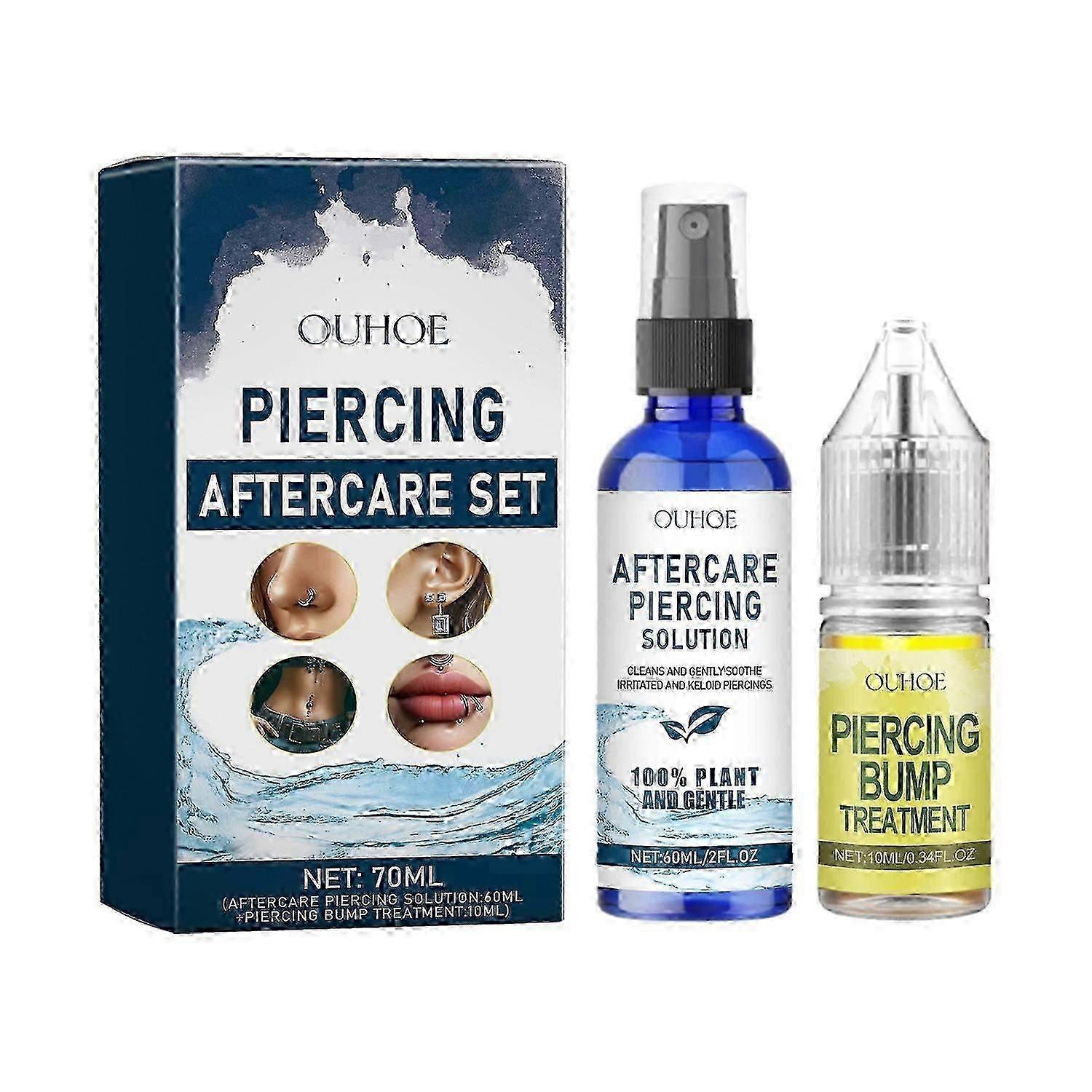 OUHOE Piercing Care Kit Relieves Ear Piercing Redness, Swelling, Pain, Discomfort, Gentle Cleaning