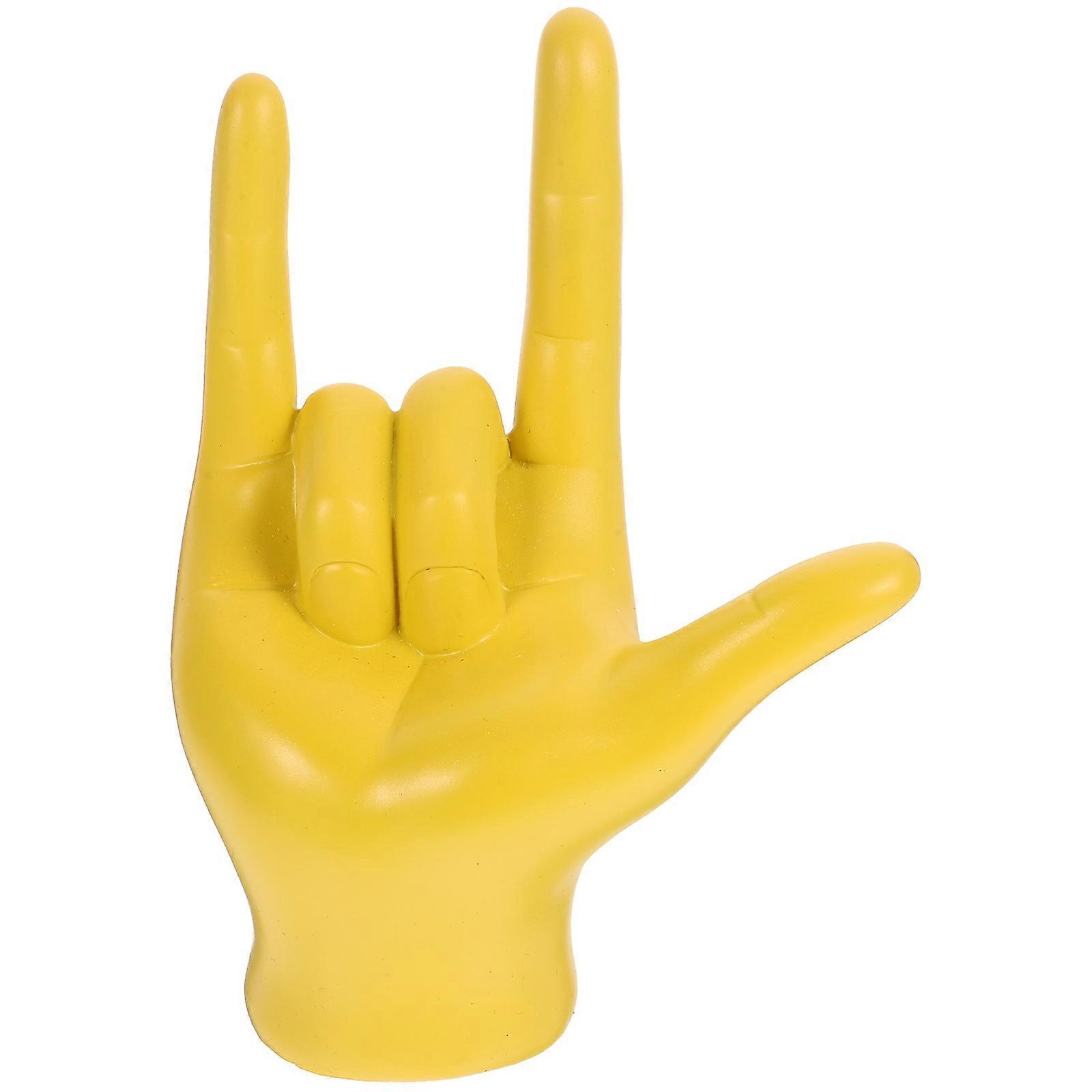 Yellow Resin Gesture Hand Figurine for Home Desktop Decor