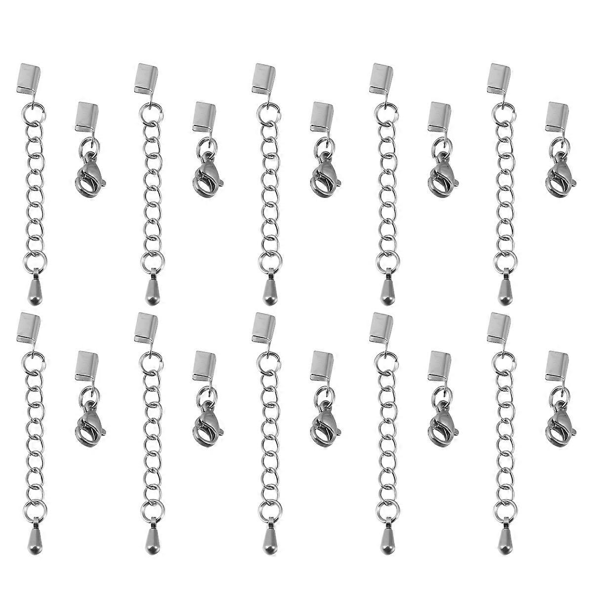 Cord Clips Stainless Steel Lobster Clasps Chain for DIY Use 10Pcs Silver