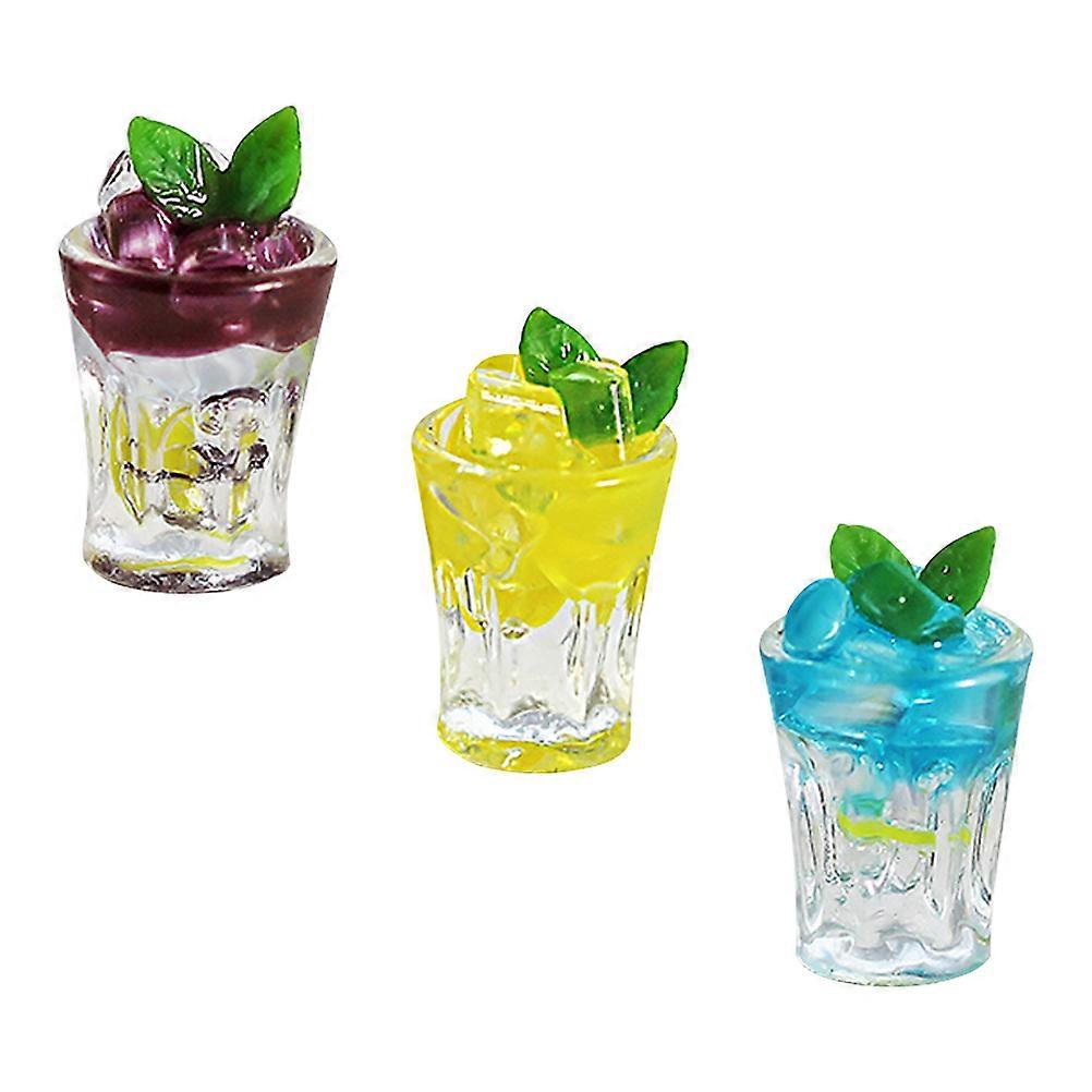 Mini House Accessory Artificial Juice Models for Decor 3Pcs Bar Decorative Juice Models