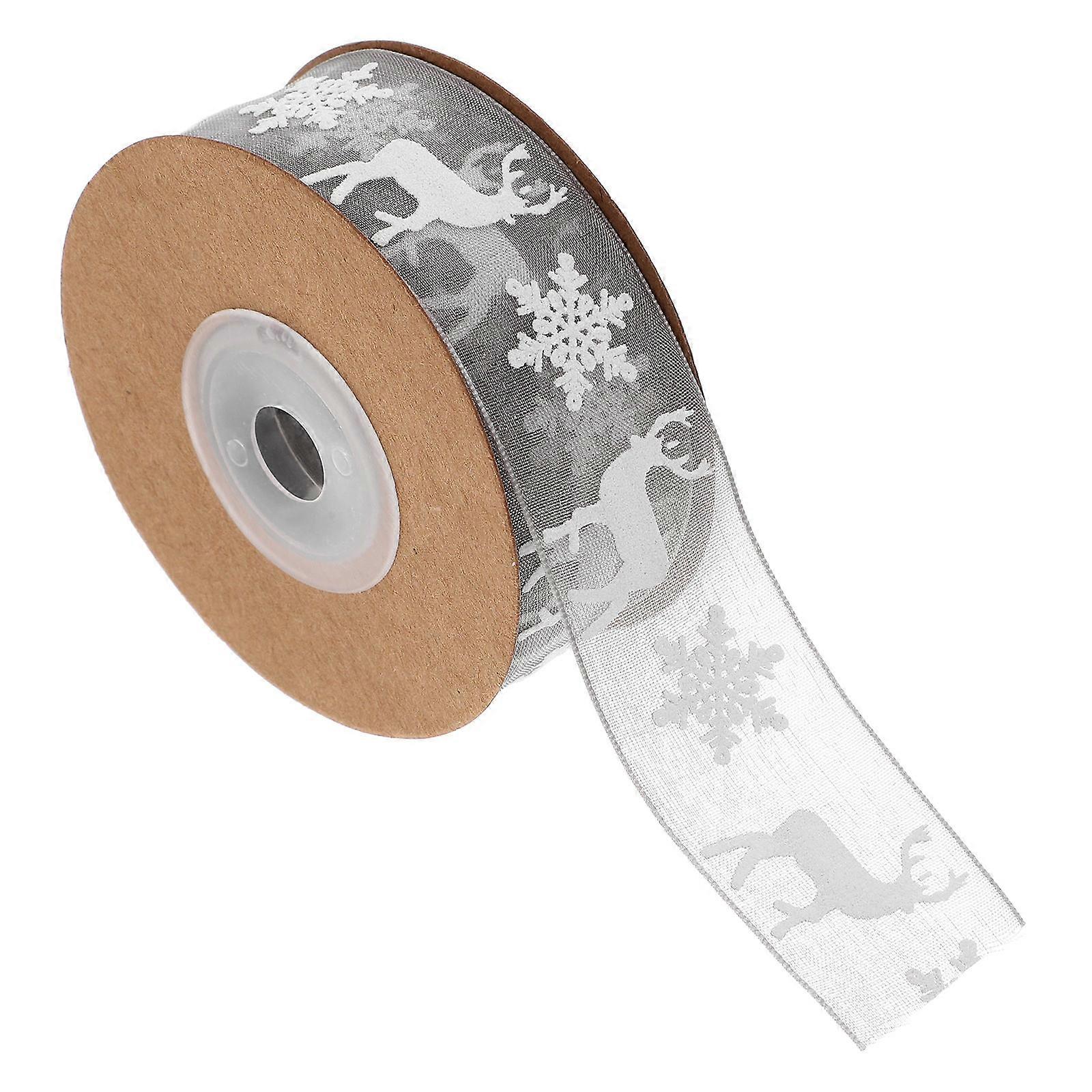 Christmas Ribbon Grey Deer Pattern Craft for Wedding 1 Roll