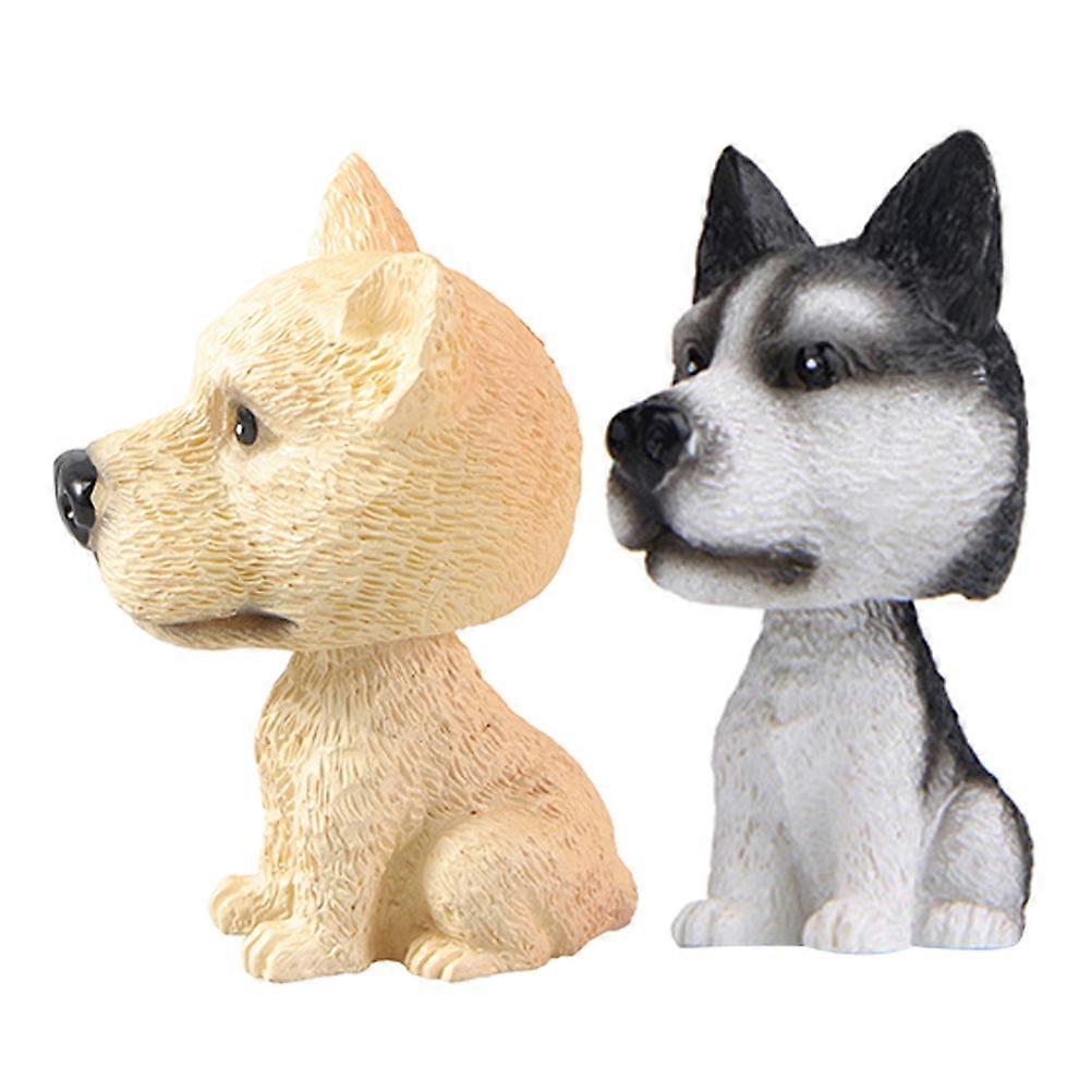 Car Dashboard Bobblehead Dog Resin Ornament for Vehicle Decor 4Pcs