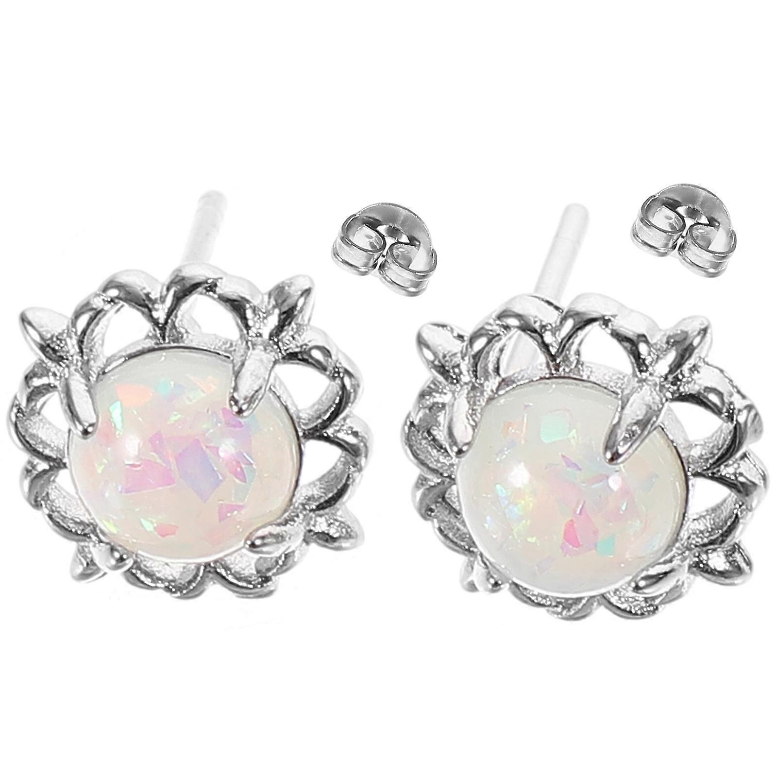 Copper Round Opal Earrings Studs for Decor 3Pairs