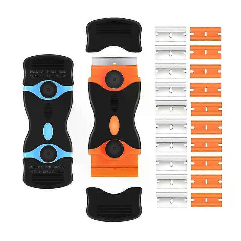 Razor Blade Scraper 2-in-1 Scraper Cleaning Tool with Plastic Metal Blades for Car Labels Stickers Paint Glass Razor Scraper