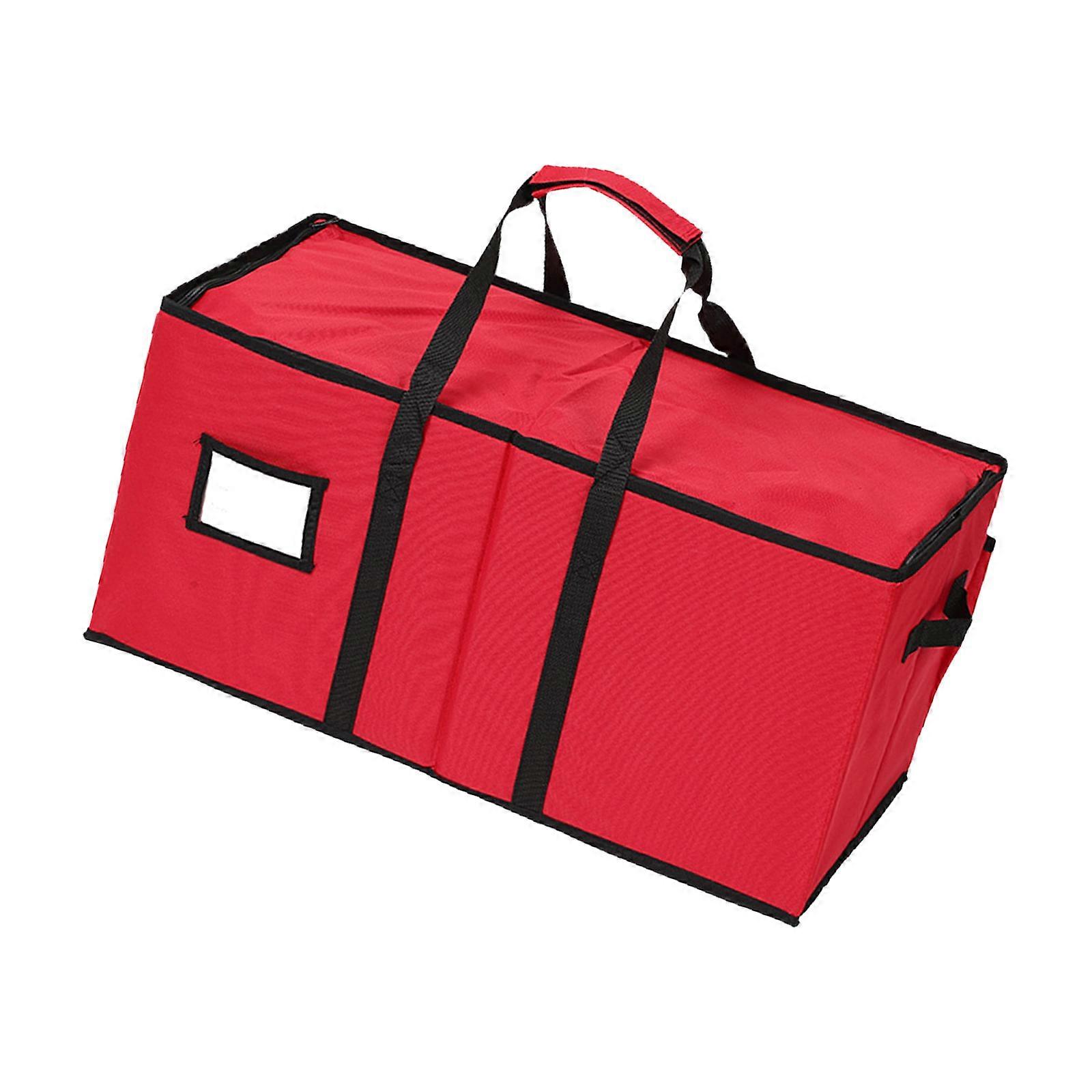 Reinforced Christmas Decoration Storage Structure Multiple Functional Compartmentalized Bag Impermeable Pliable Plan For Home Use  Red