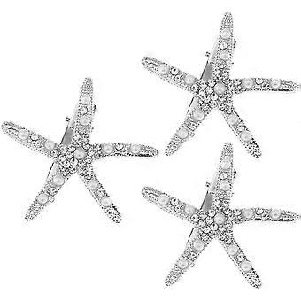 Hair Accessories Clips Bridal Headpiece with Rhinestone Sea Star Design 9Pcs