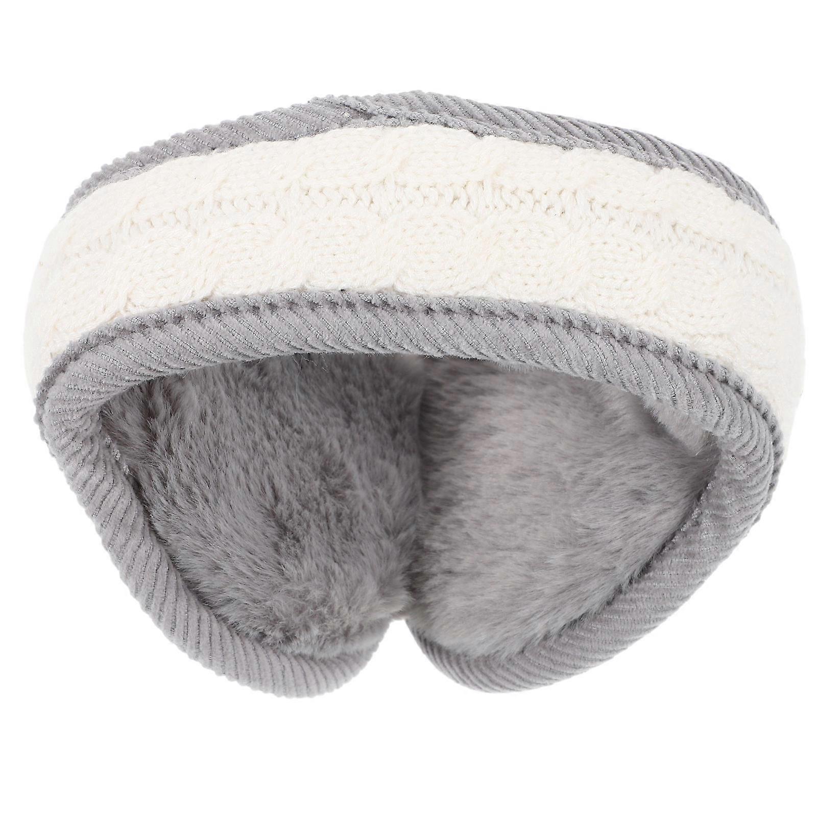 White Wool Knitted Foldable Earmuffs for Winter Ear Comfort 3Pcs