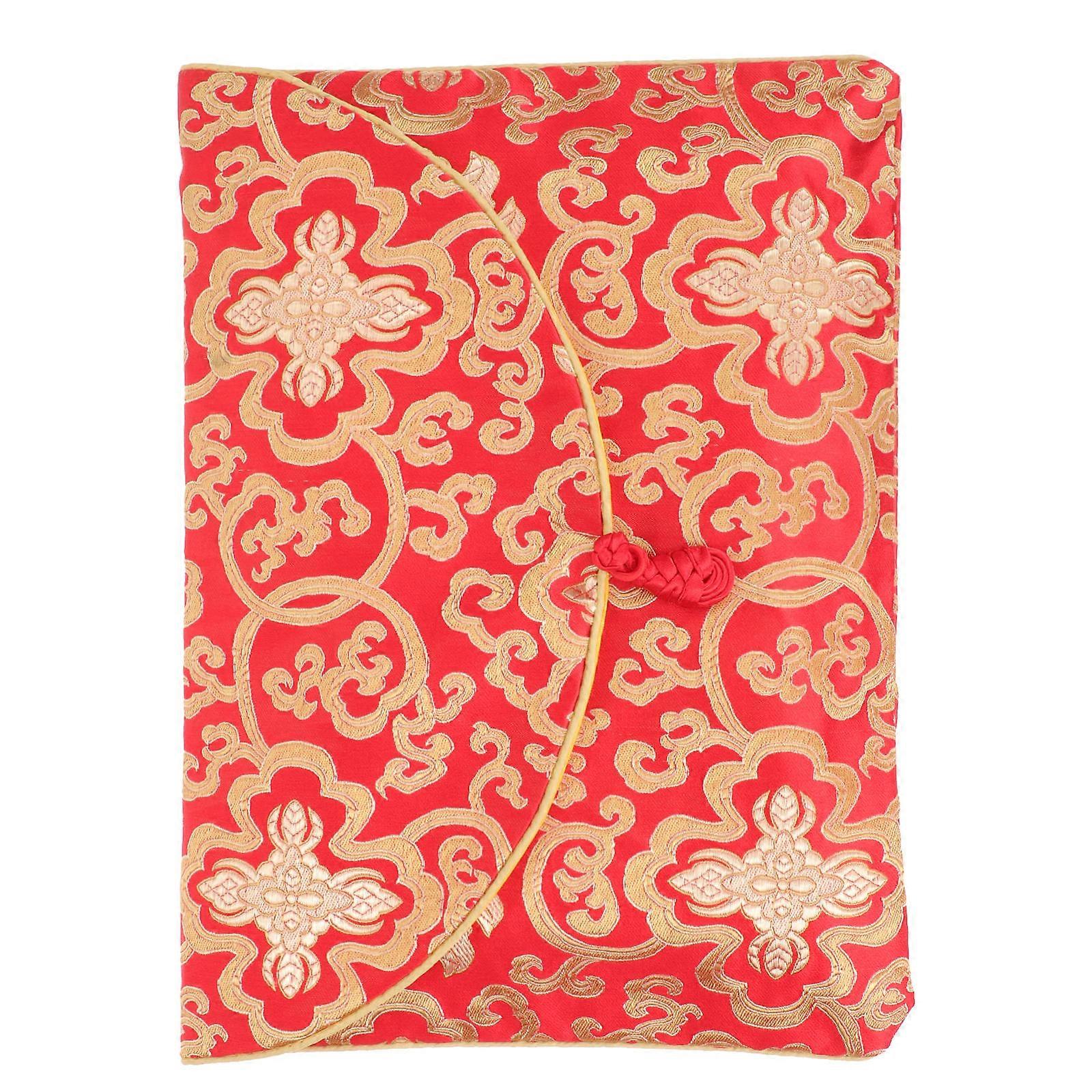 A4 Size Silk Brocade Envelopes Multi-Function Storage 3Pcs Red Pocket Organizer