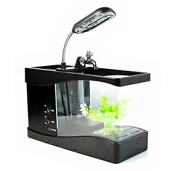 3Pcs Multifunctional Desktop LED Lighting And LCD Display Fish Tank Light Lamp Ideal For Home And Office Use In Black Color