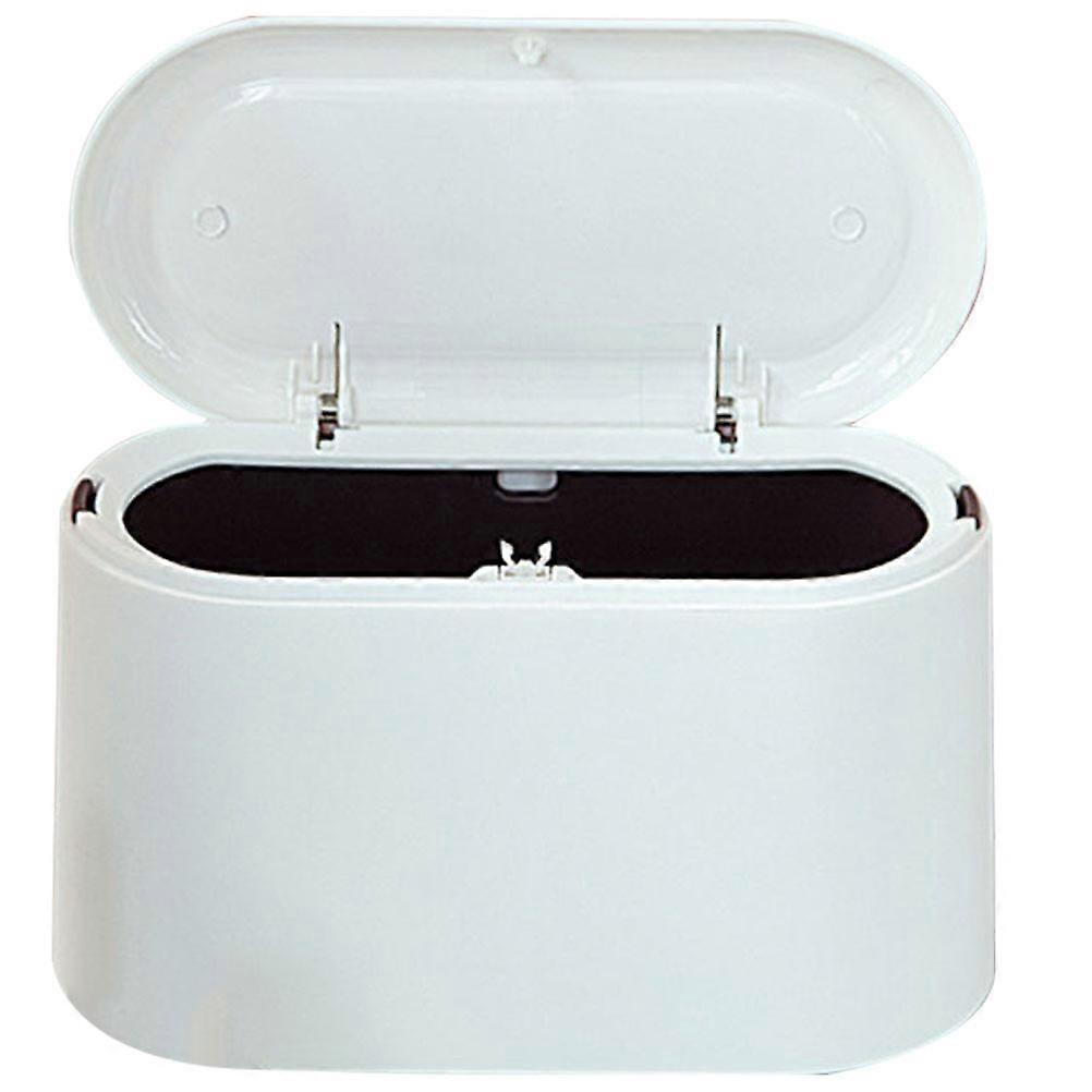 Household Waste Bucket Mini Press Type Trash Container 2Pcs White
