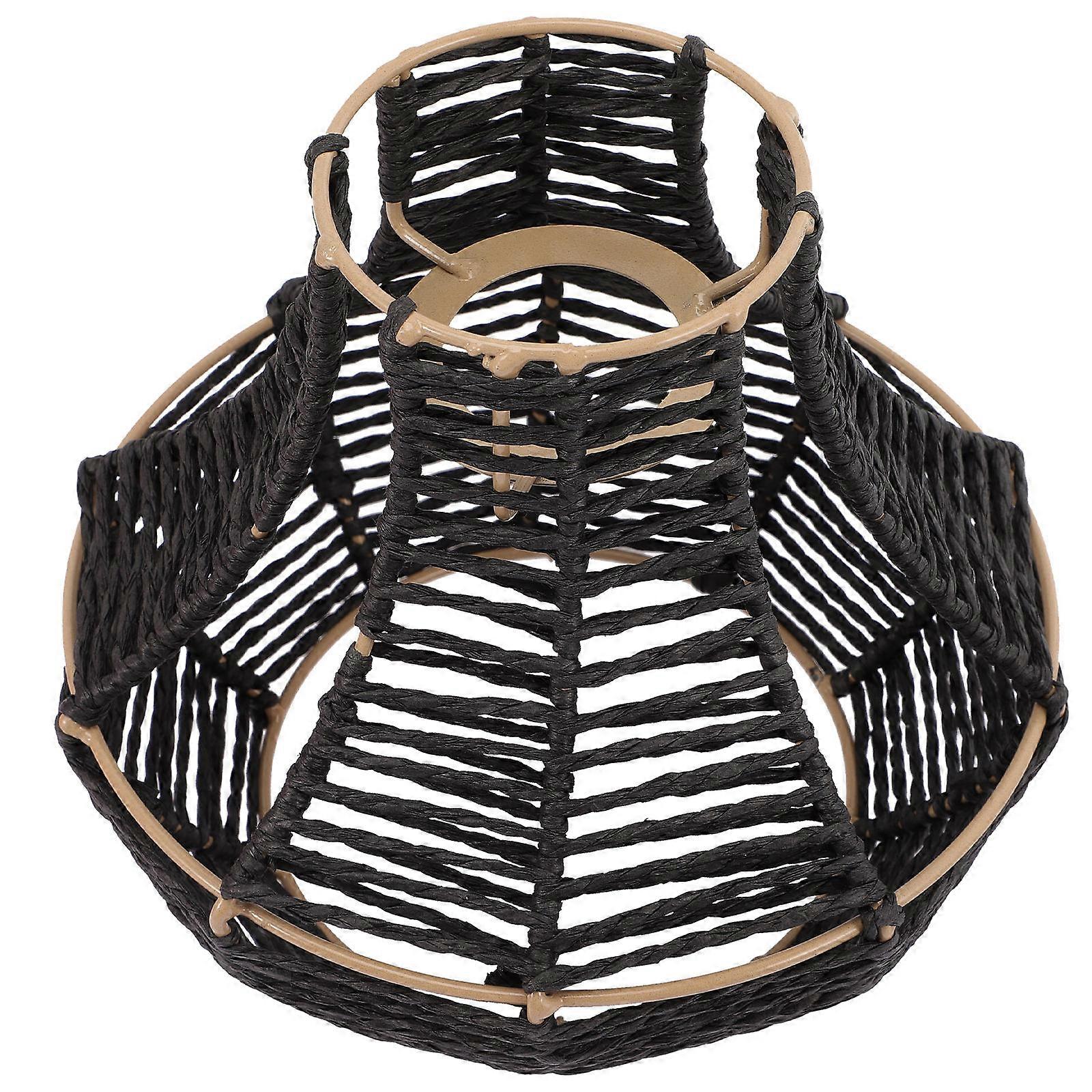 Black Rattan Lamp Shade Decorative Pendant Light Shade 3Pcs