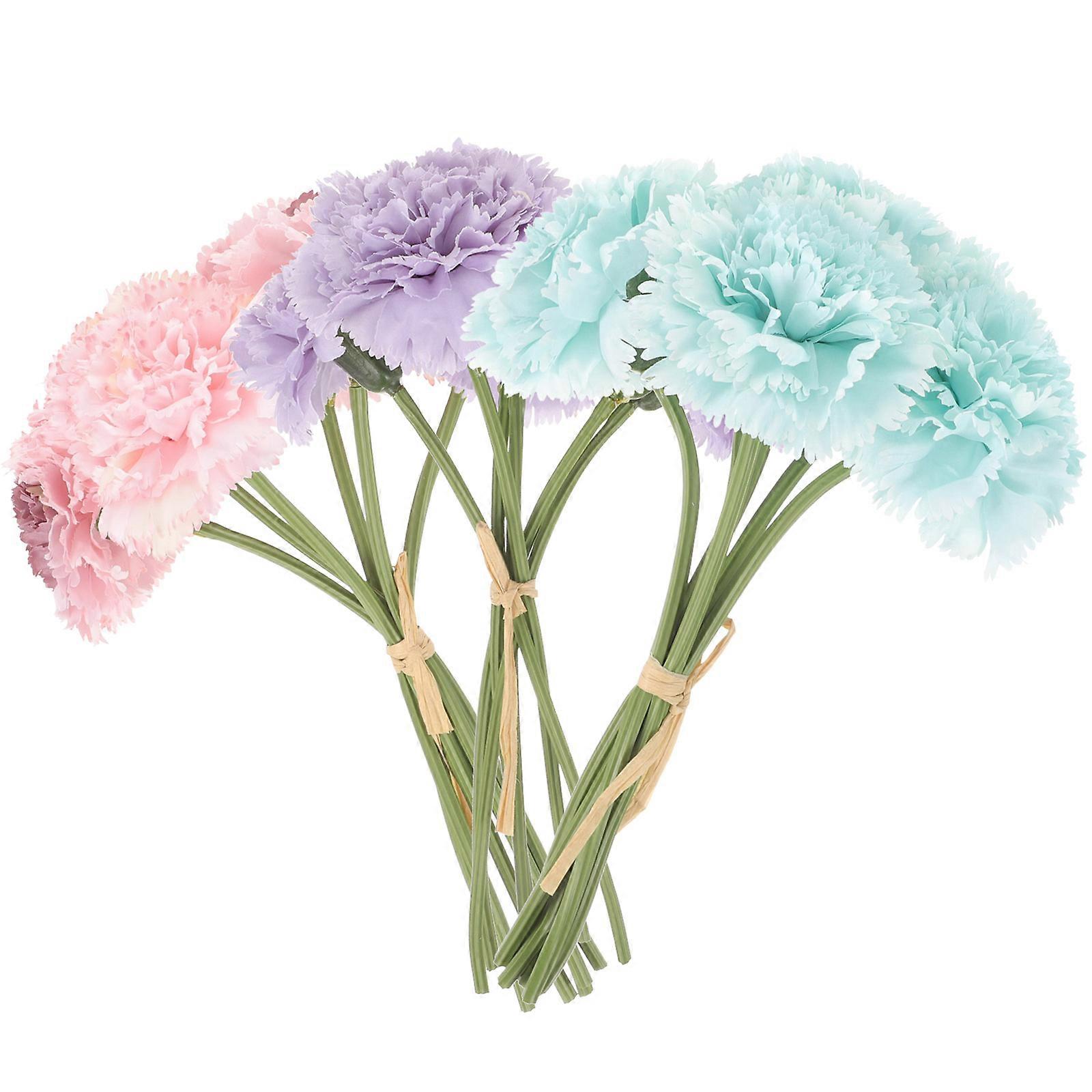 Artificial Carnation Bouquet for Decoration 12 Bunches Plastic Flowers Assorted Colors