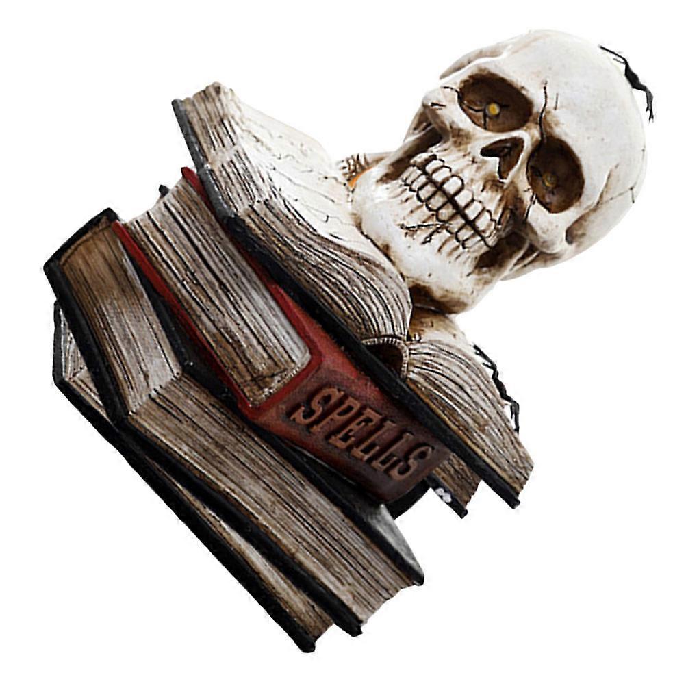 Lighted Halloween Skull Decoration For Home And Bar Decoration Book-Shaped 2Pcs Made Of Resin