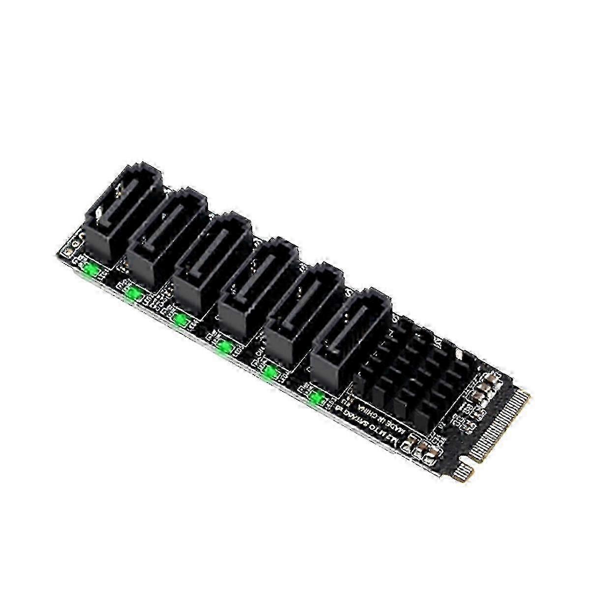 2025 M.2 NVME to SATA 6-Port Expansion Card with ASM1166 Chip