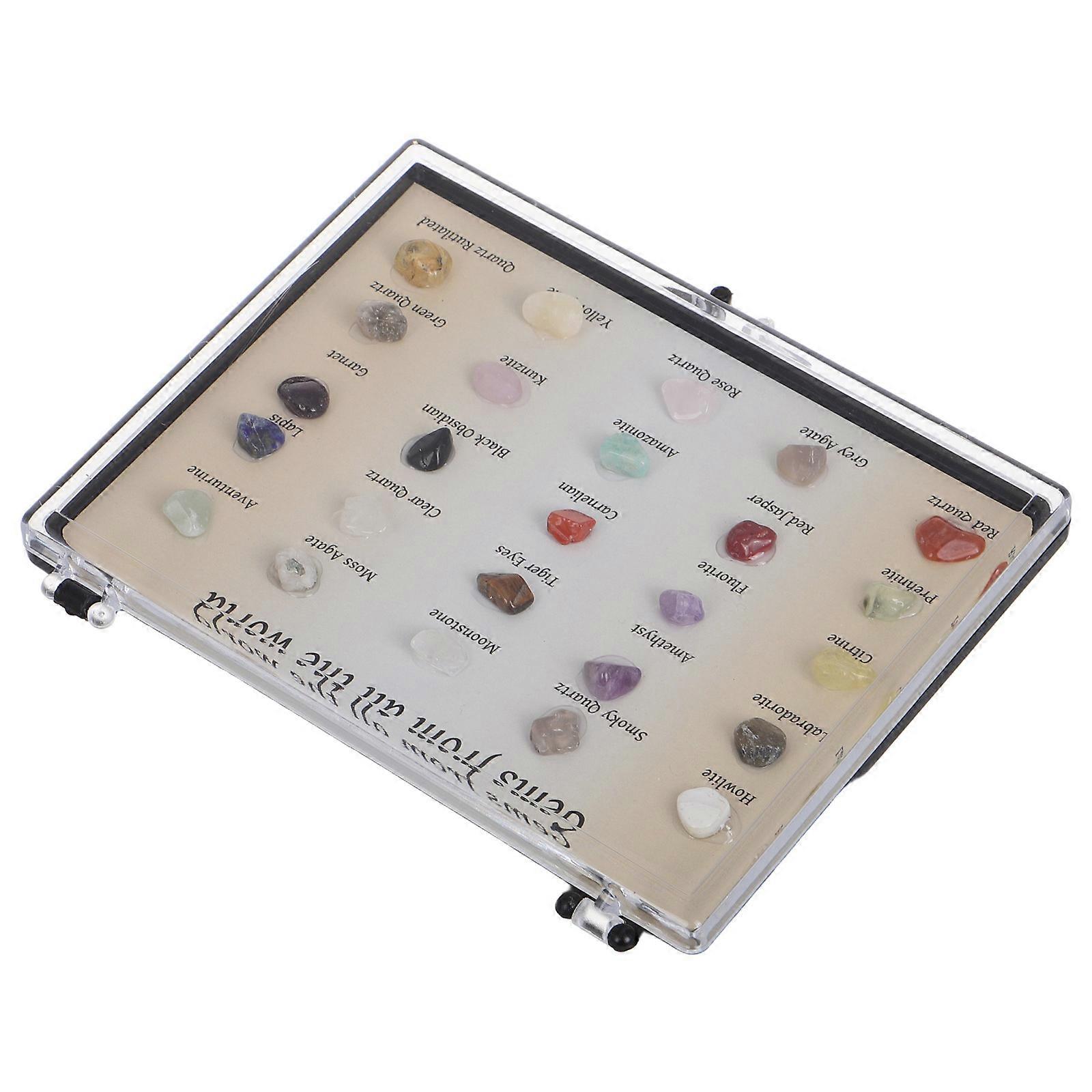 Crystal and Gemstone Display Box for Education with 25 Samples
