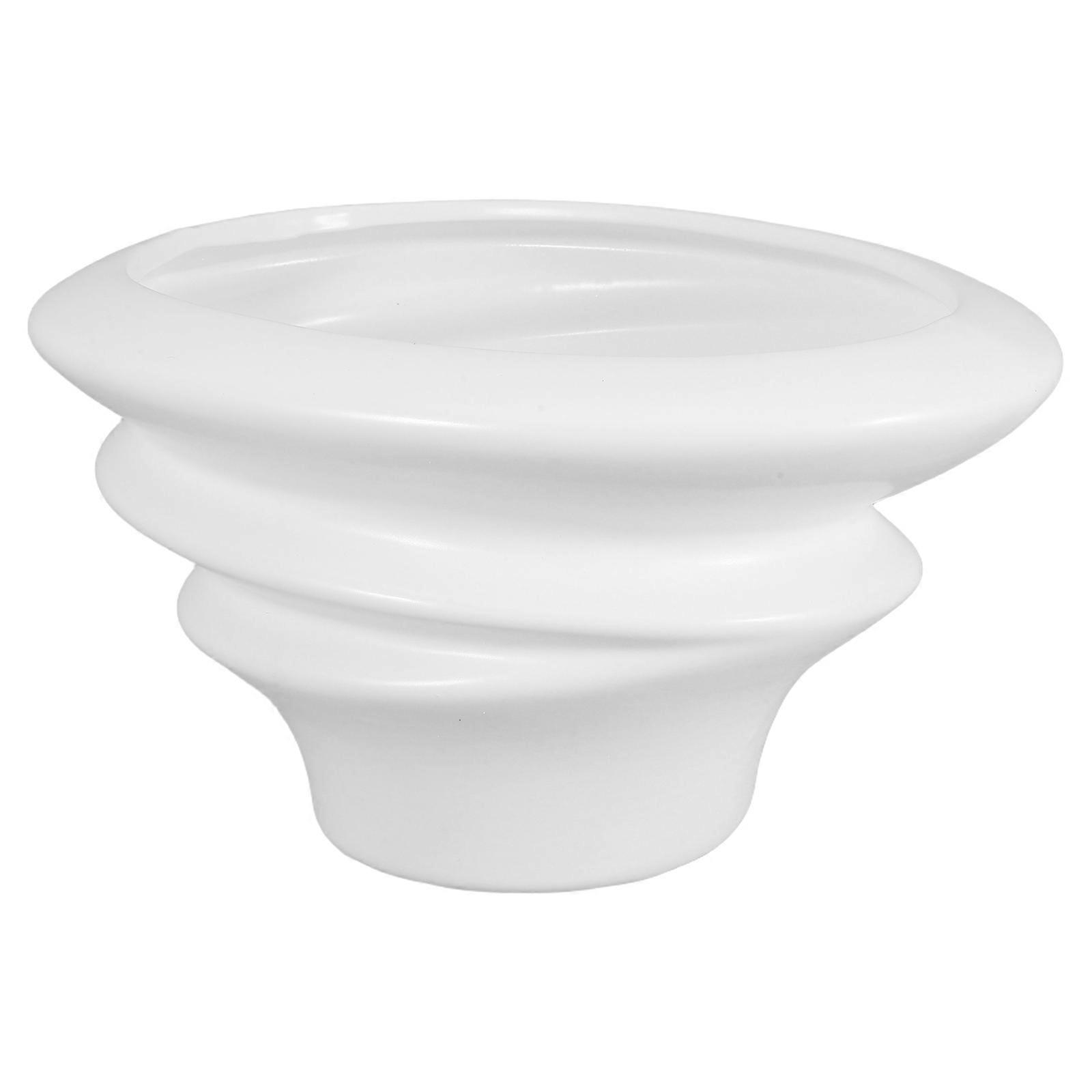 Ceramic Plants Pot for Garden 2Pcs with Tray Creative Herb Planter White