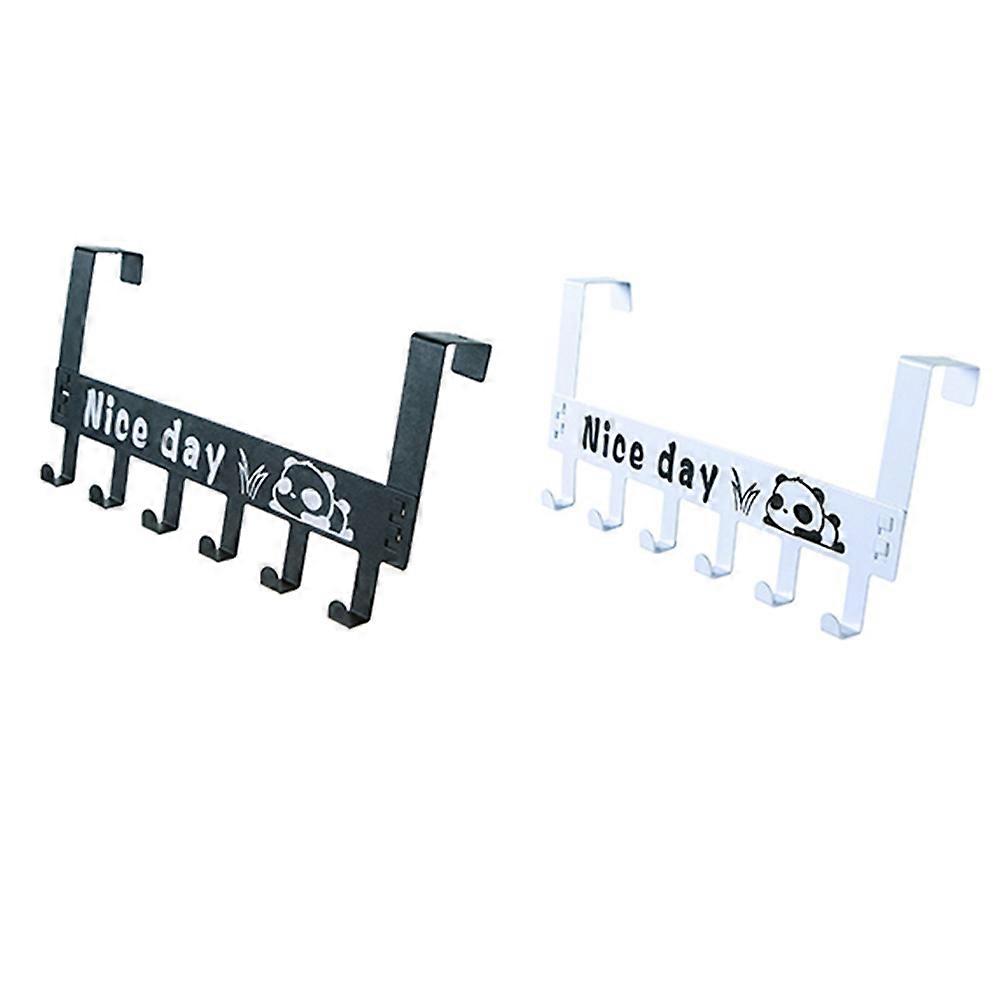 Over Door Storage Rack For Coats Towel Bags With 6 Hooks Ideal For Bathroom And Garage Organization In White Color 1Pcs
