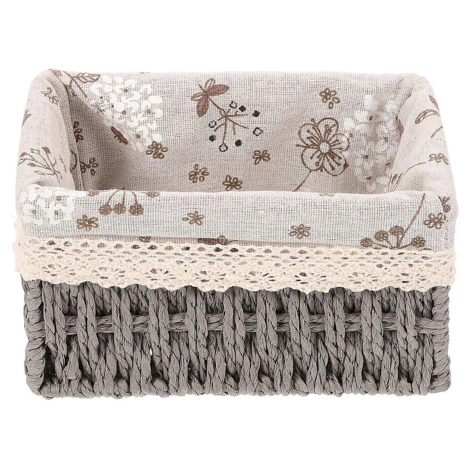 Woven Basket Desktop Organizer Storage Basket with Liner 4Pcs Set