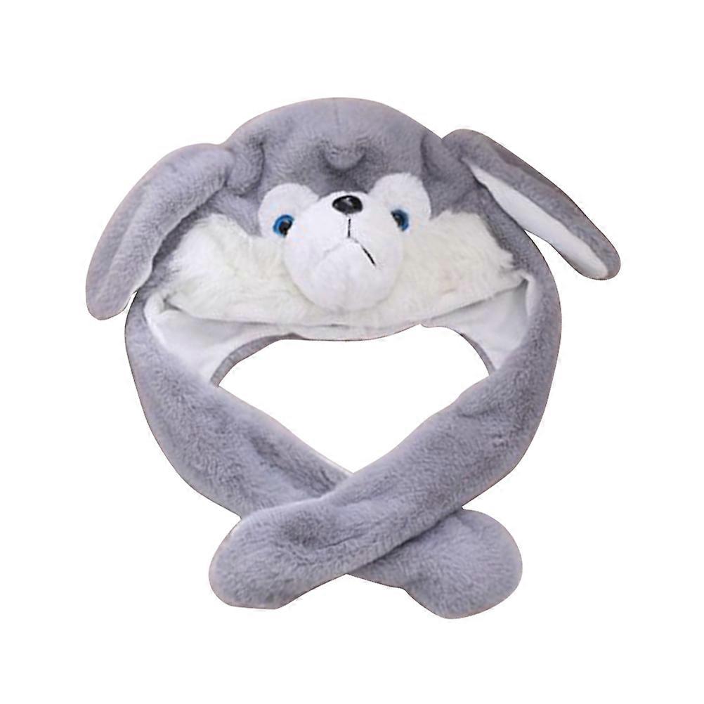 Up Ears Hat Plush Dog Hat for Wearing Use Movable Ears Grey