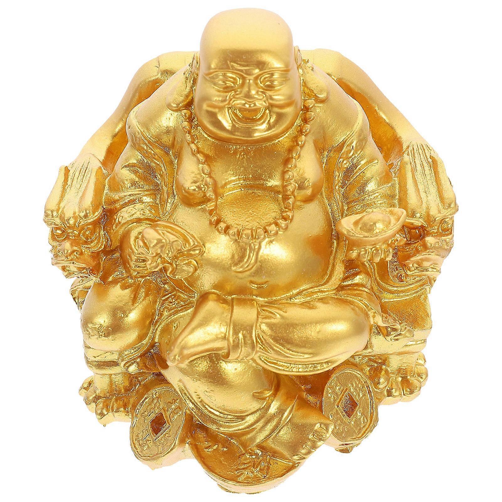 Sitting Buddha Ornament Resin Craft for Home Decor 2Pcs Set