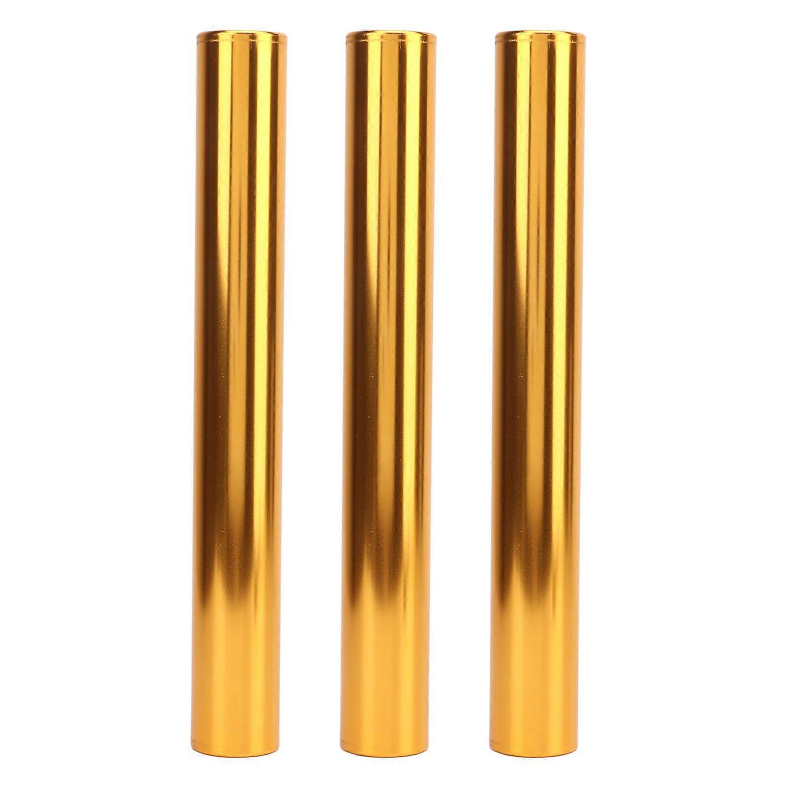 3Pcs Aluminum Alloy Track Field Relay Batons Track Batons Race Equipments for Running Race Team for Outdoor Running Race Student Relay Events Gold
