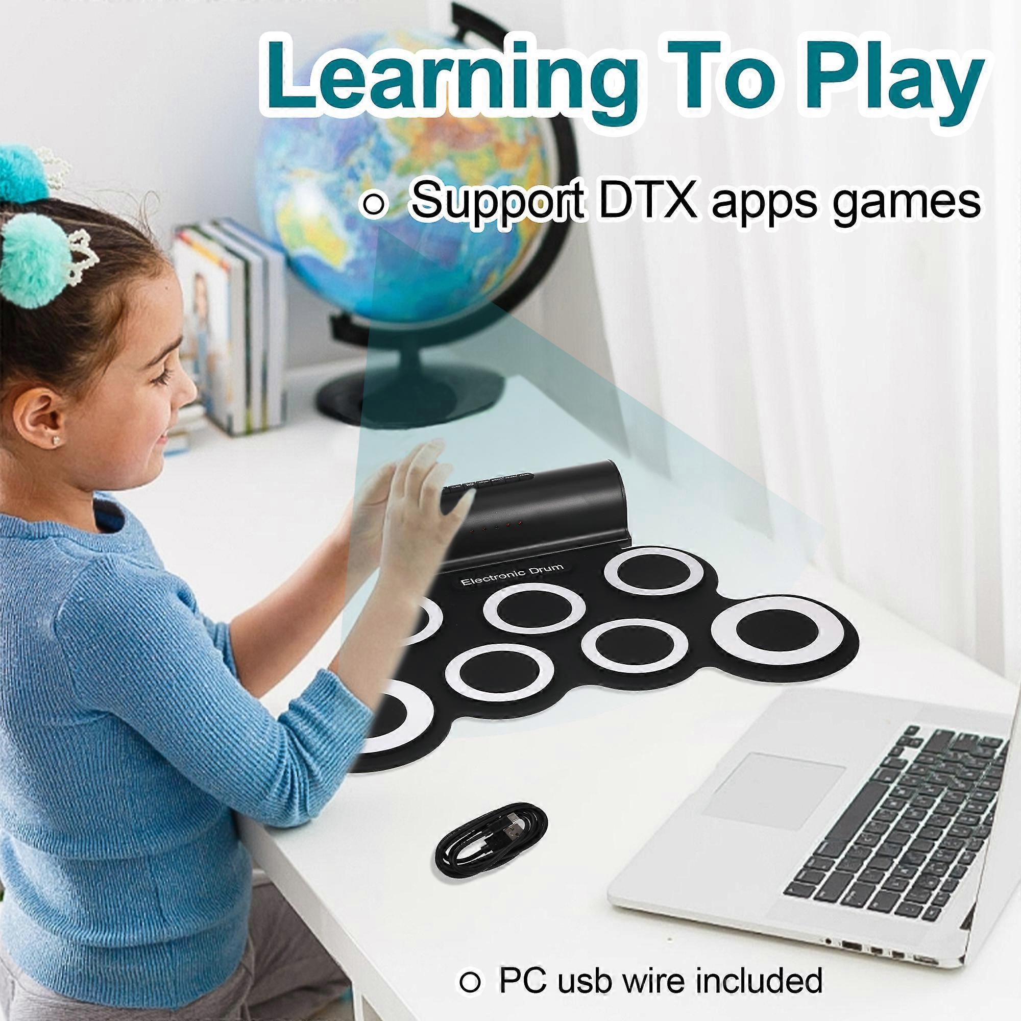 Drum Practice Pad With Realistic Sounds And Dual Speaker Electronic Drum Roll Set Kit Deep Bass