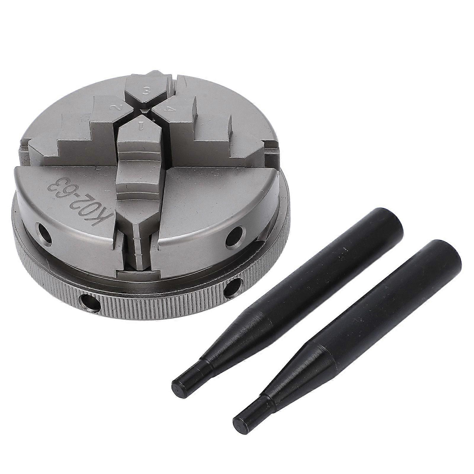 2.5in 4 Jaw Lathe Chuck Reversible Self Centering Chuck with 2 Levers Woodworking Clamping Tool