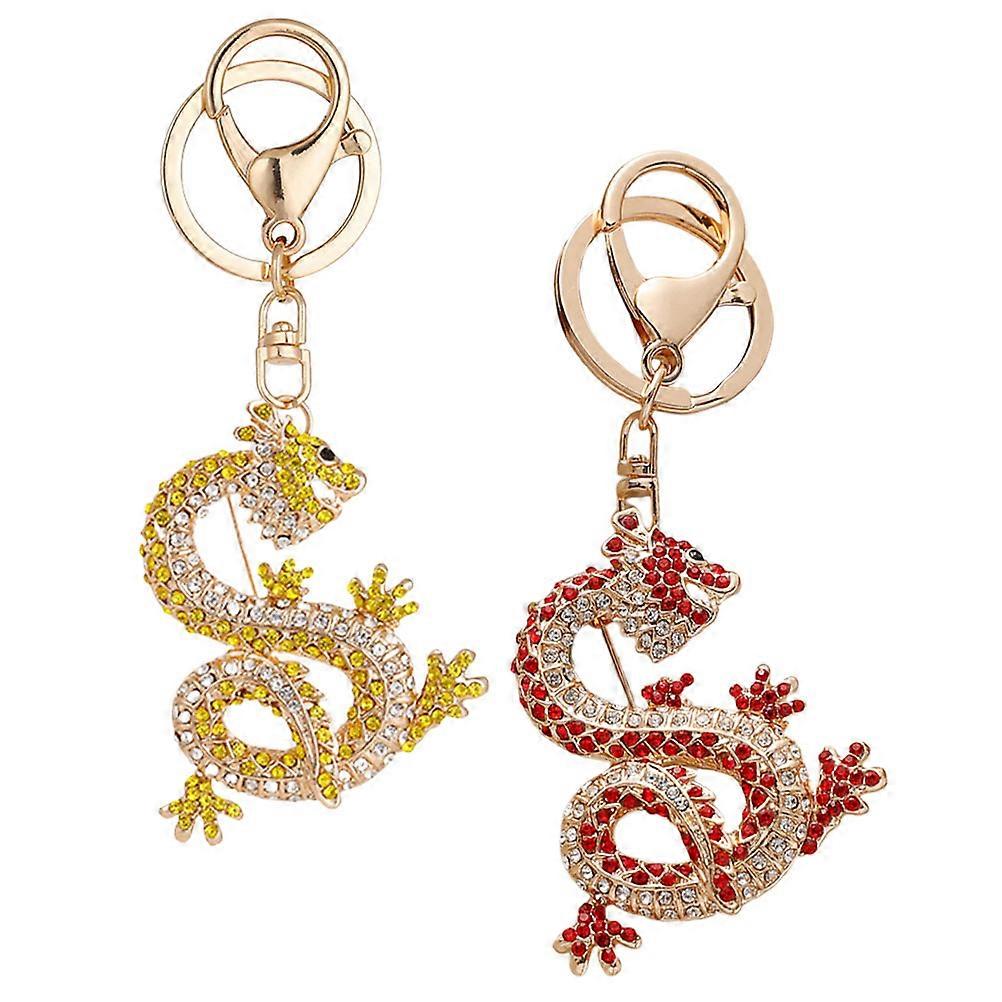 Rhinestone Dragon Key Chain Pendant for Hanging 8Pcs Assorted Colors