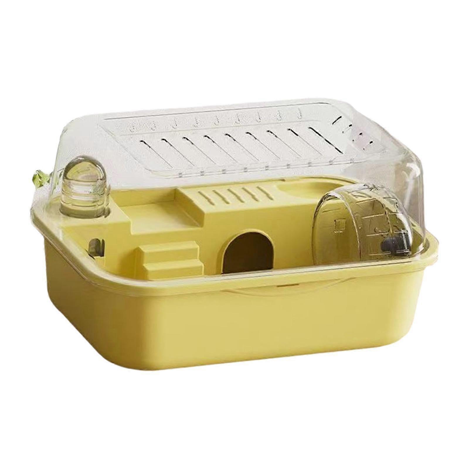 Portable Hamster Habitat With Water Bottle Open Roof For Gerbils Rats And Bunny Yellow