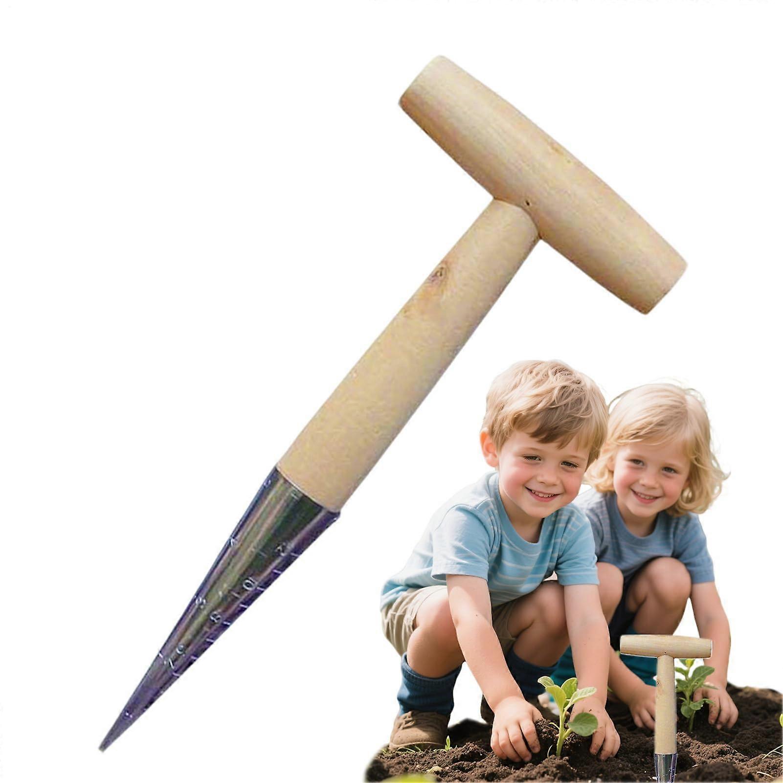 Hole Digger For Plants | TShaped Handheld Hole Punch | Garden Dibbler Tool For Seedlings Vegetables Tomatoes