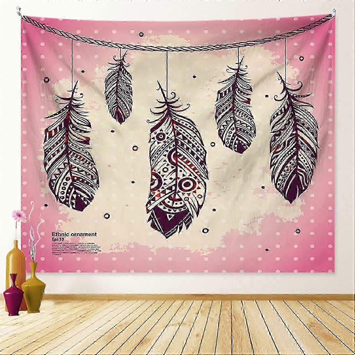 Psychedelic Feather Tapestry Wall Art for Bohemian Home Decor