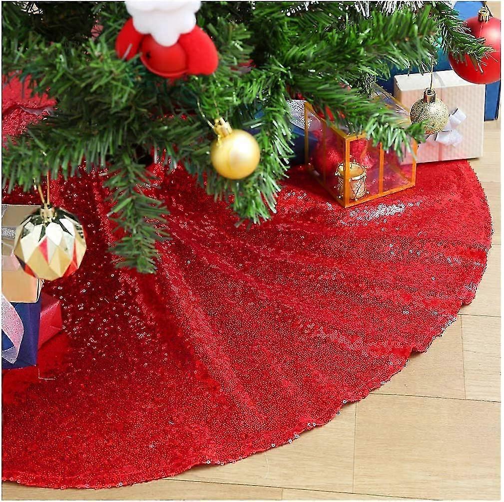 48 Inch Red Tree Skirts Sparkly Christmas Tree Skirts