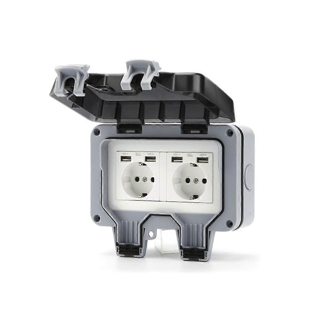 IP66 Outdoor Extension Lead 16A Rainproof Charging Socket Outdoor Socket Waterproof Box with USB EU Plug