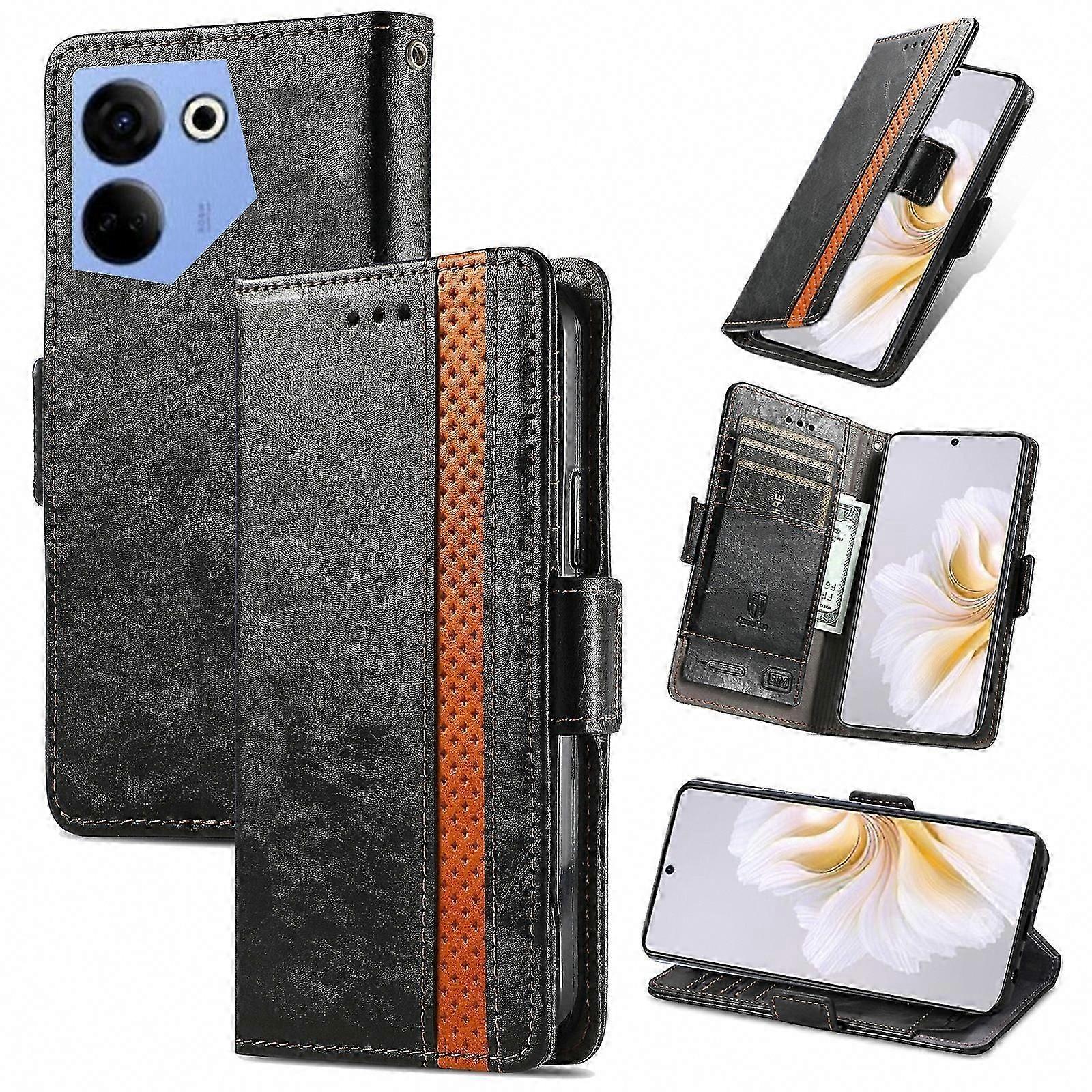 Dual Magnetic Buckle Leather Phone Case for Secure Splicing Design