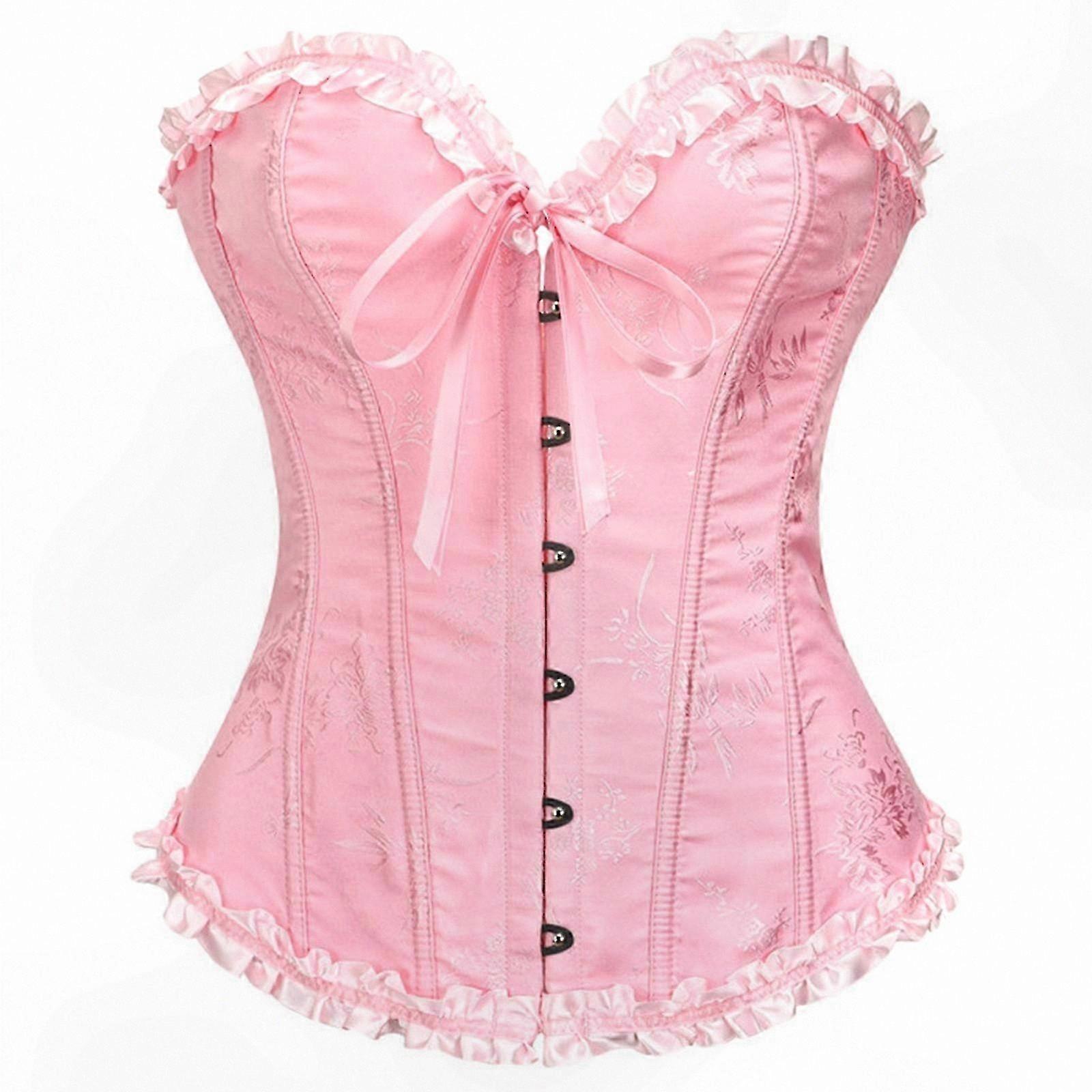 Rose Red Lace Corset with Slimming Waist Design for Evening Parties - XXL Size