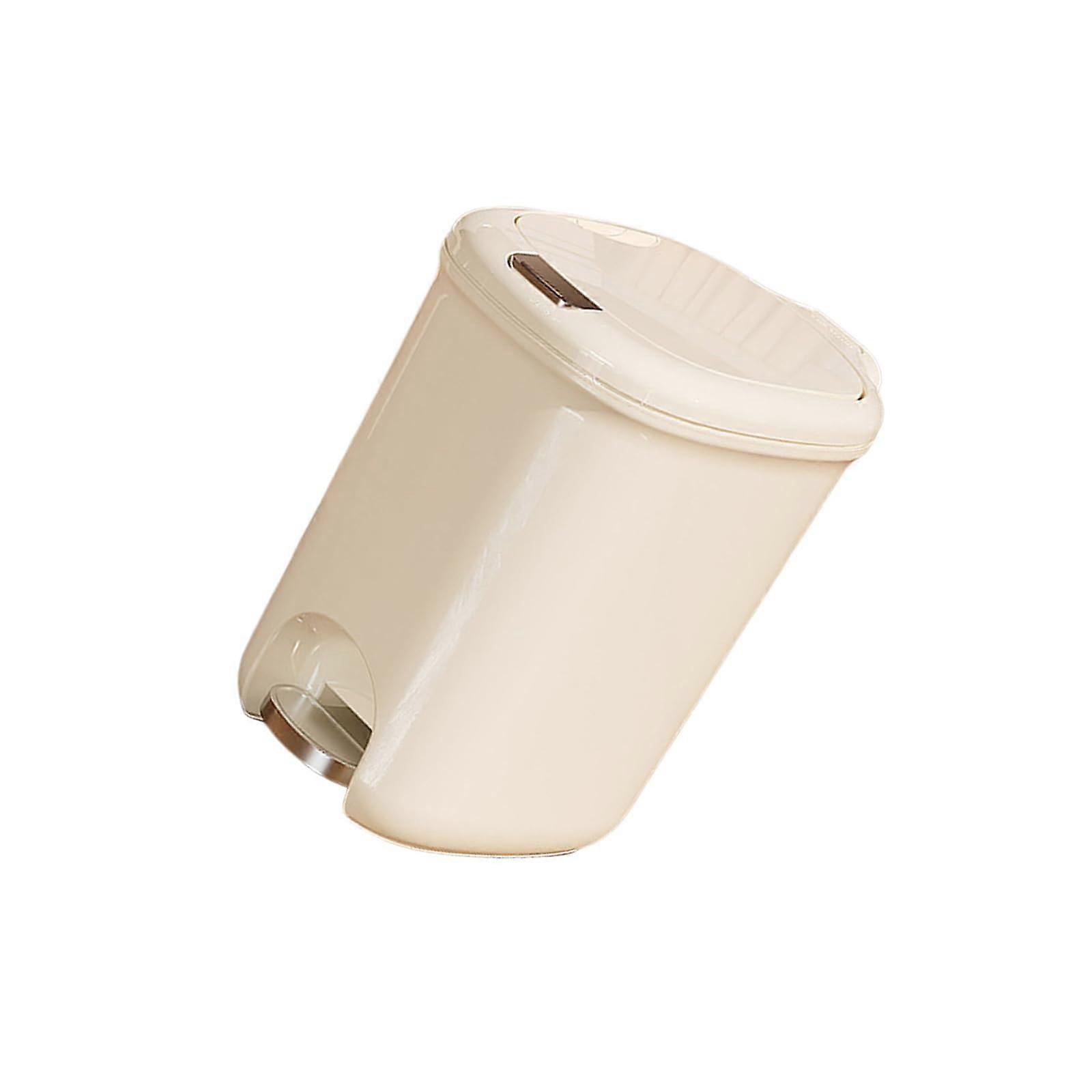 FootOperated Trash Can With Lid BarrelShaped Covers Metal Household Garbage Bin