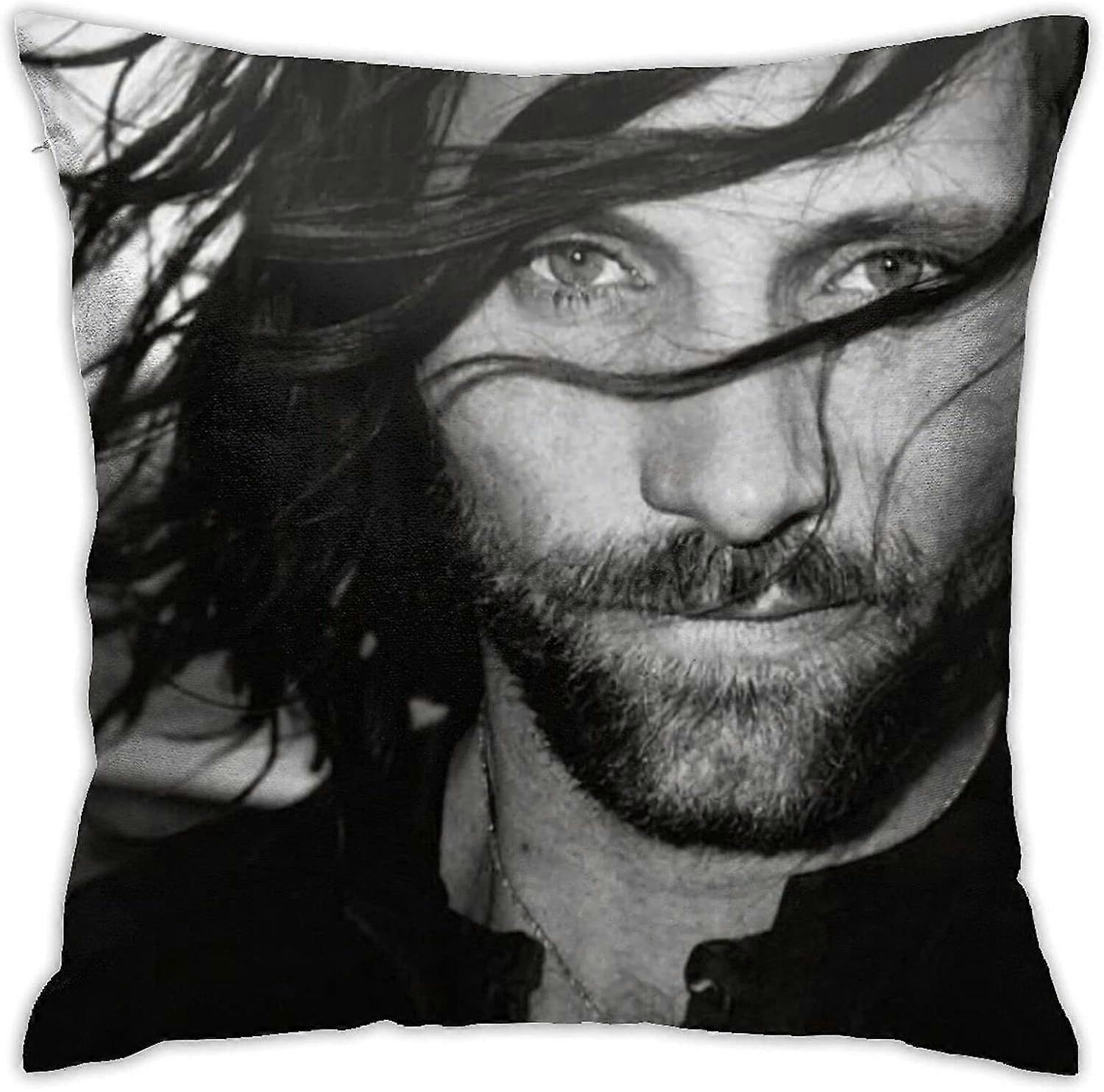 y1382 Viggo Mortensen枕カバー枕カバー枕ケースSoftクッションカバー装飾スロー枕ソファ車の正方形の枕カバーホームベッド装飾用(18x18in)-TB