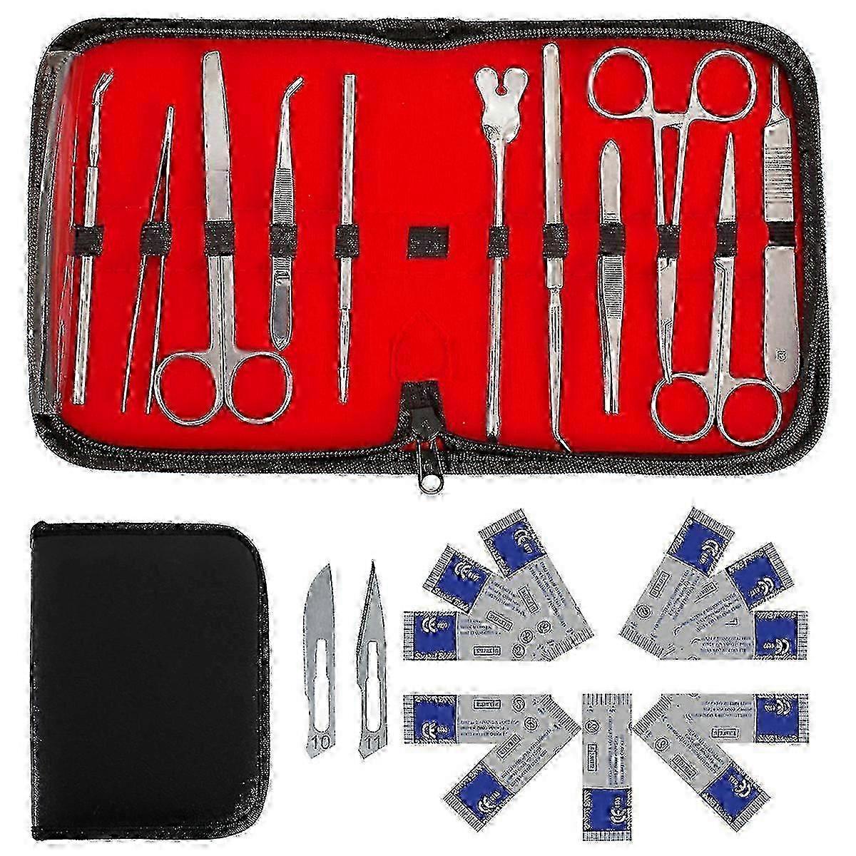 22 Pcs Chirurgie Mineure Set Instruments Chirurgicaux Kit Acier inoxydable Dissection Ciseaux Pince à épiler pour usage médical