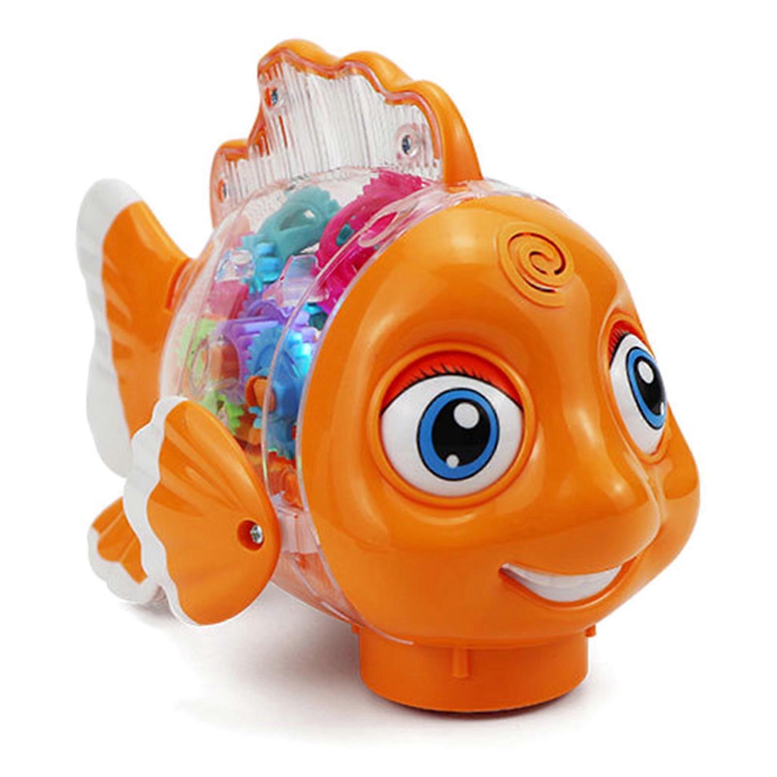 Durable Plastic Fish Shaped Toy Vehicle With 7 Color LED System And Multiple Music Themes For Child Development Multicolor