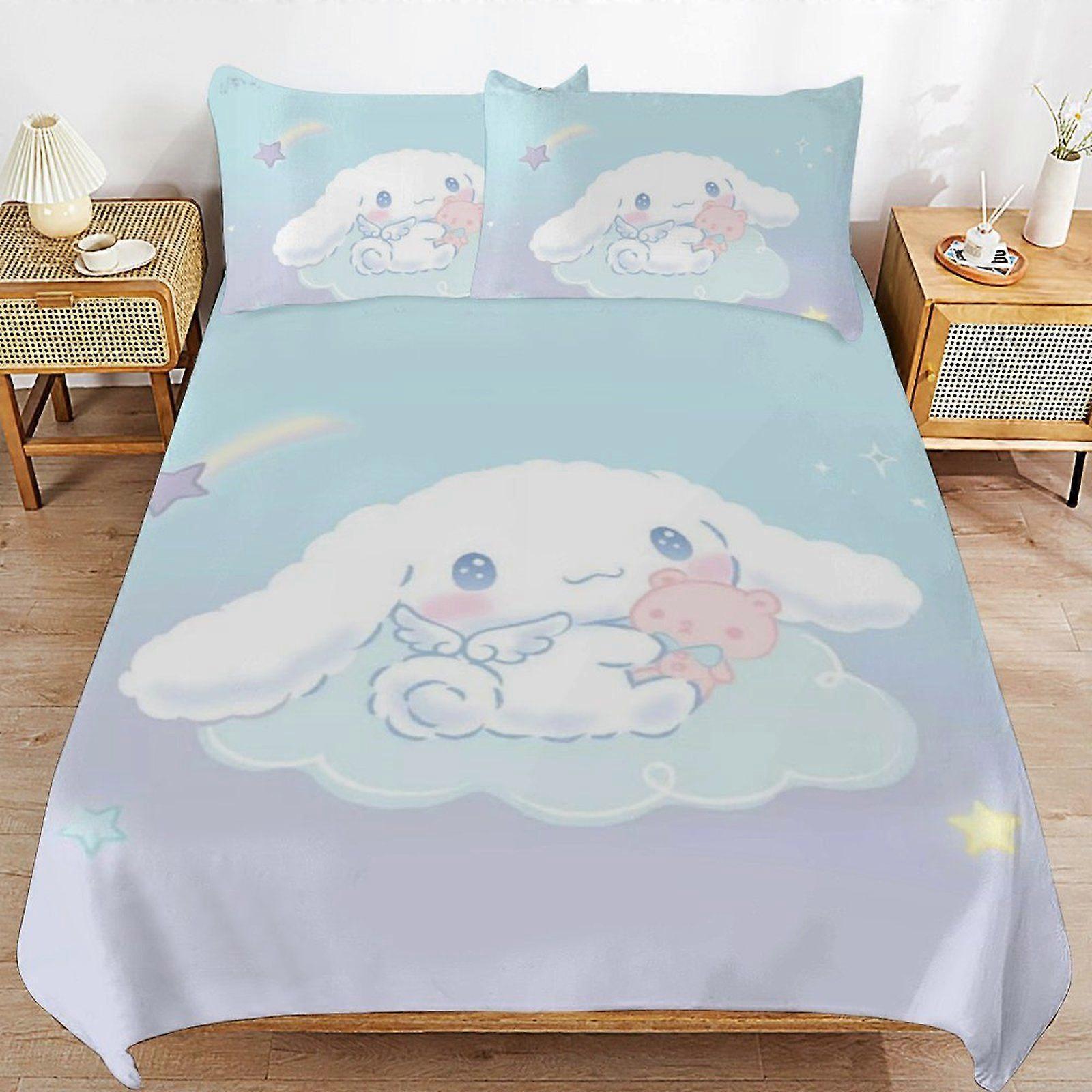 A12 CINNAMOROLL Bedding System Smooth Fabric Zipper Closure Comfortable Texture Soft Feel Duvet Cover Sets Pack N12
