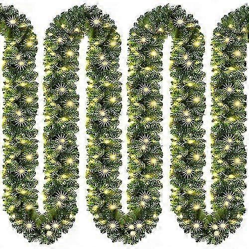 照明付きクリスマスガーランド5m 100 LED照明付き屋内屋外グリーンクリスマスデコレーションクリスマスデコレーションガーランドモミガーランドウォームホワイト