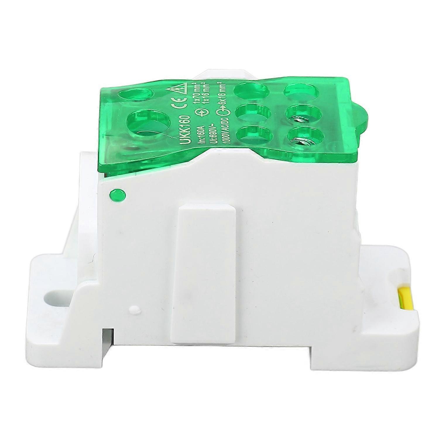 Terminal Distribution Box 690V 160A DIN Rail Terminal Block Power Junction Box for Electricity Green