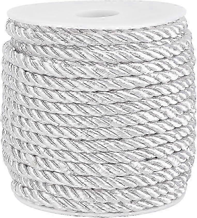 8mm 21 Yards Window Decorative Rope Silvery Handfasting Braided Cord Handmade Cording Trim Craft Cord Graduation Honor Cords Cord Trim Craft Cord