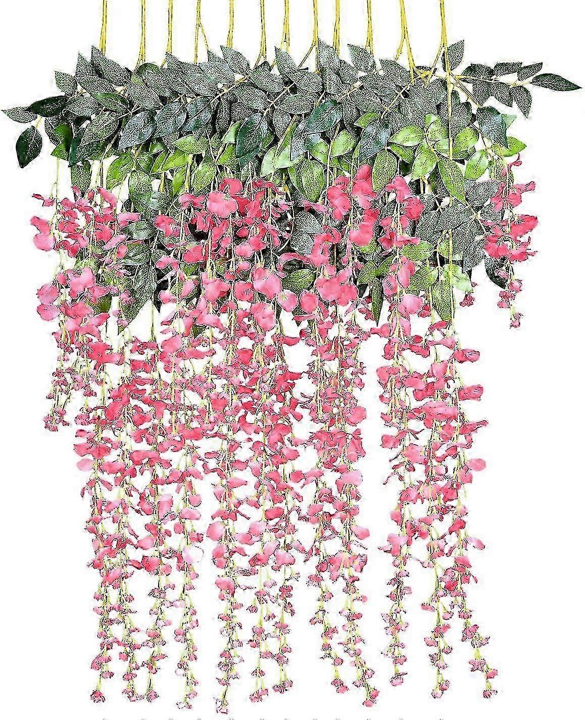 Artificial flowers, artificial wisteria, home decoration, each strand is 110cm long, made of silk (white)